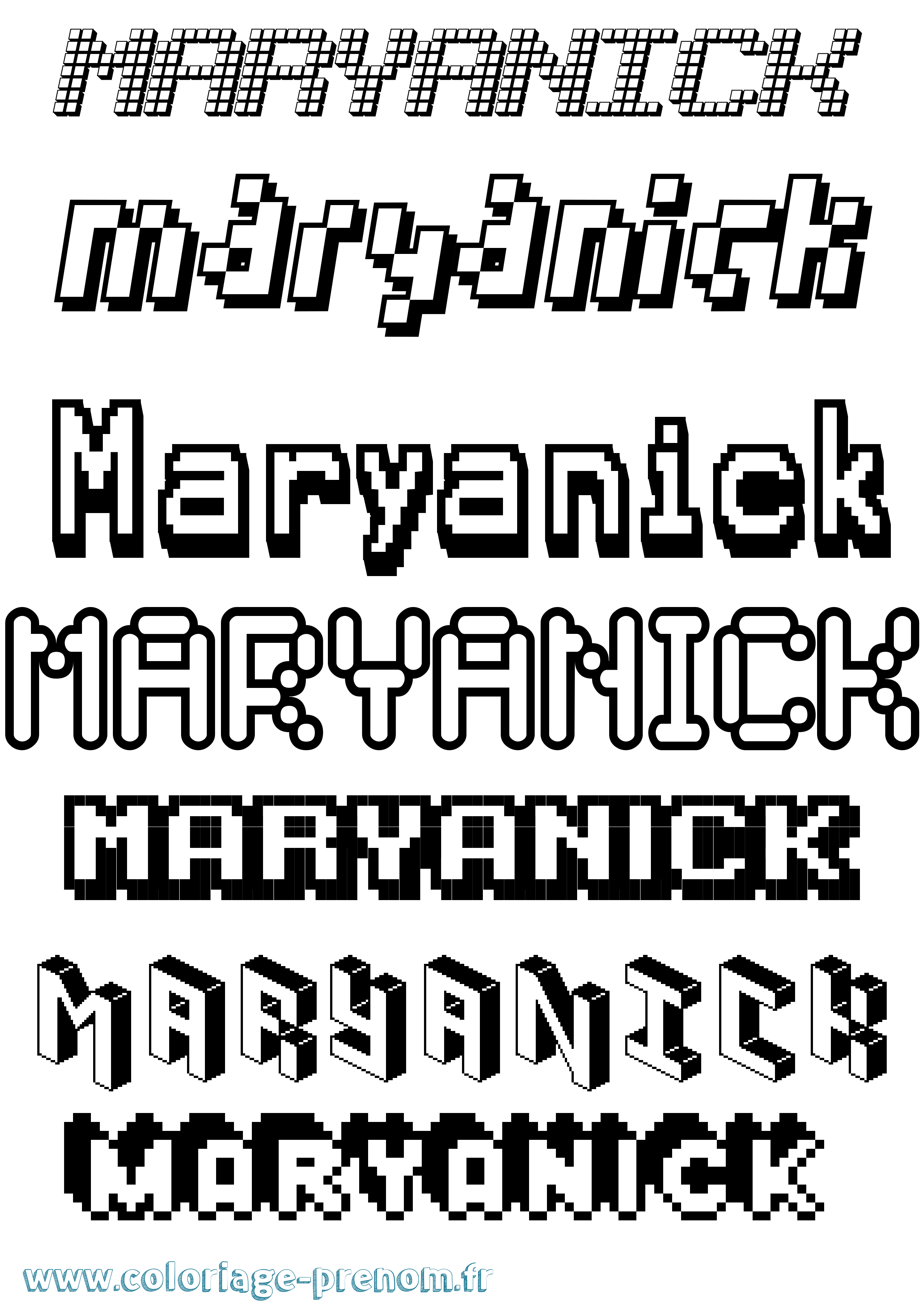 Coloriage prénom Maryanick Pixel