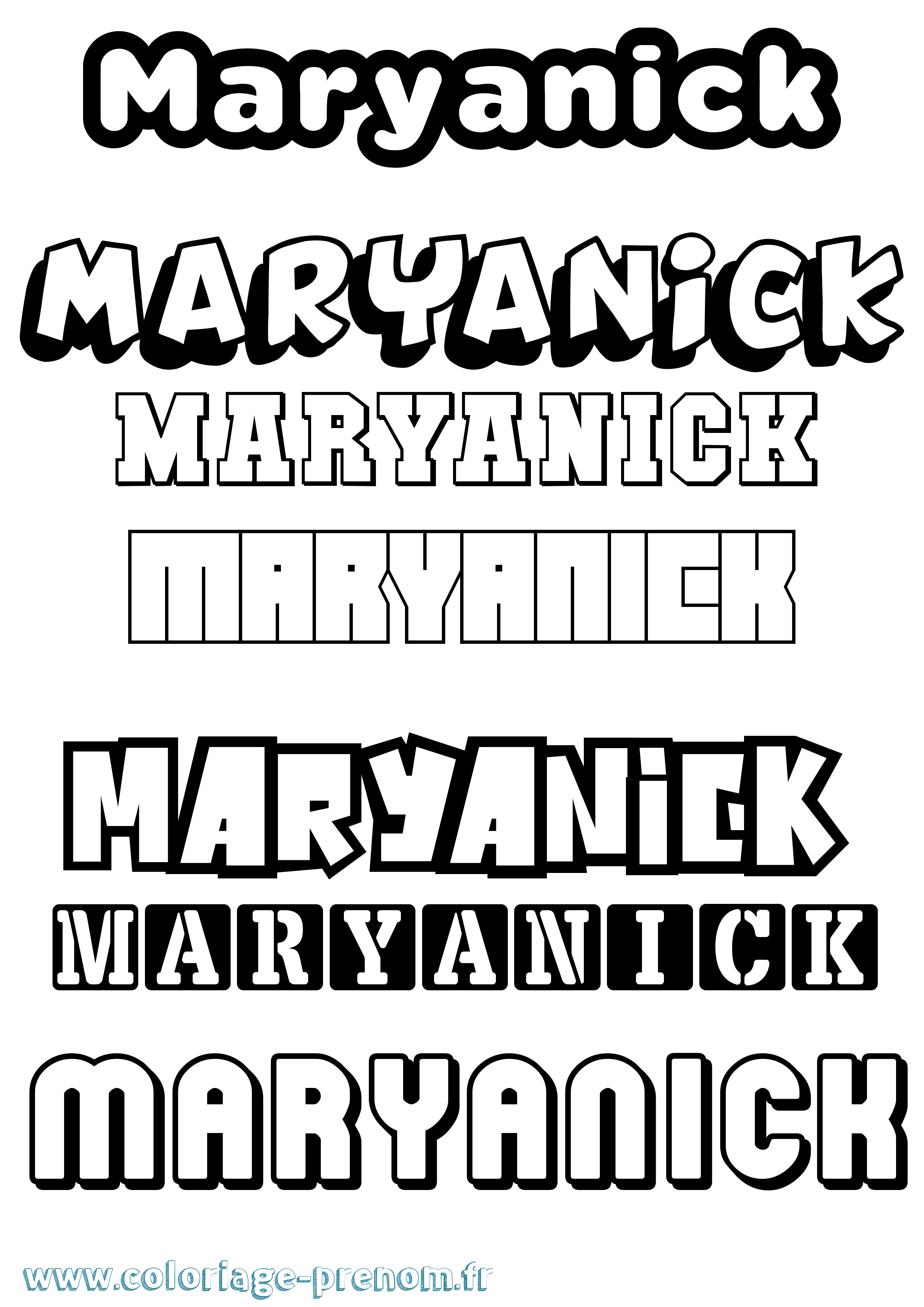 Coloriage prénom Maryanick Simple