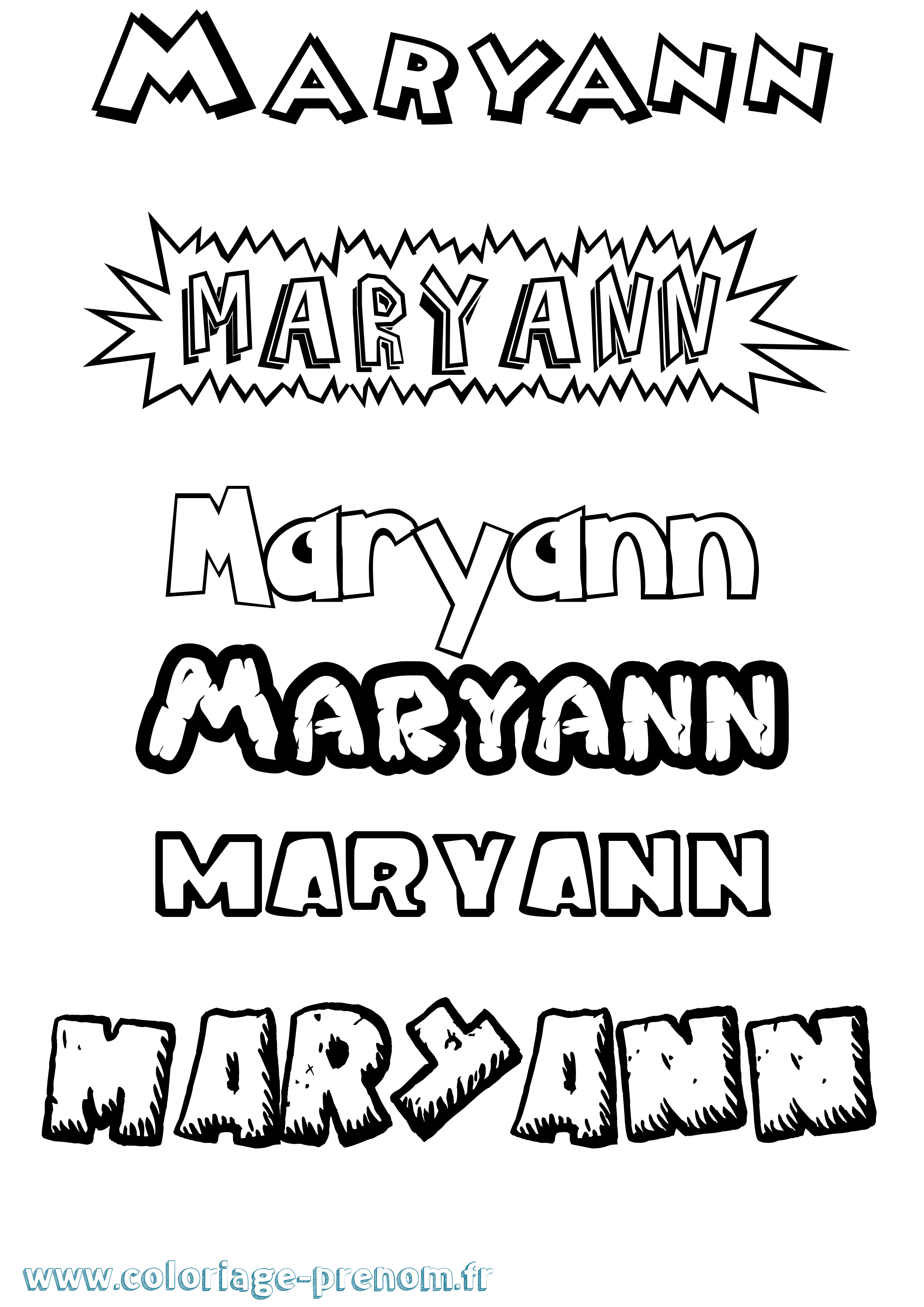 Coloriage prénom Maryann Dessin Animé