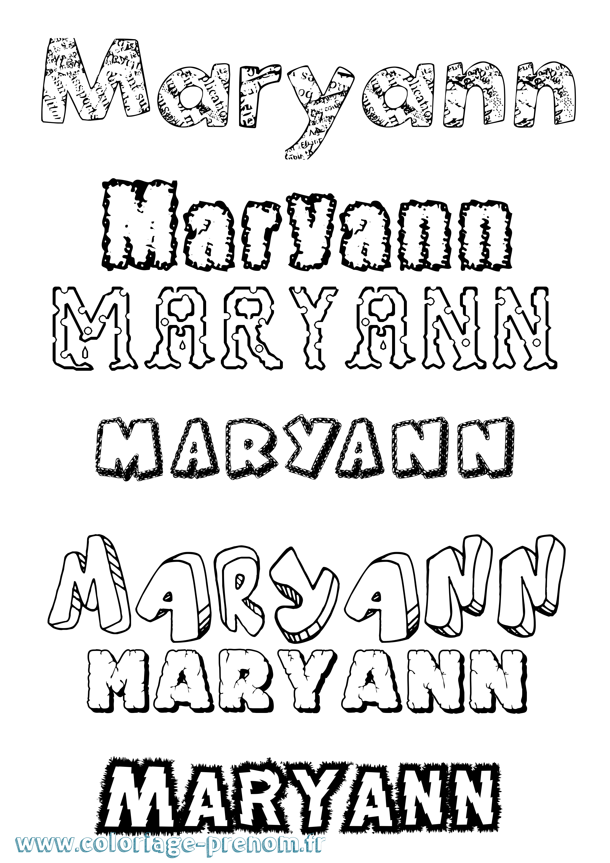 Coloriage prénom Maryann Destructuré