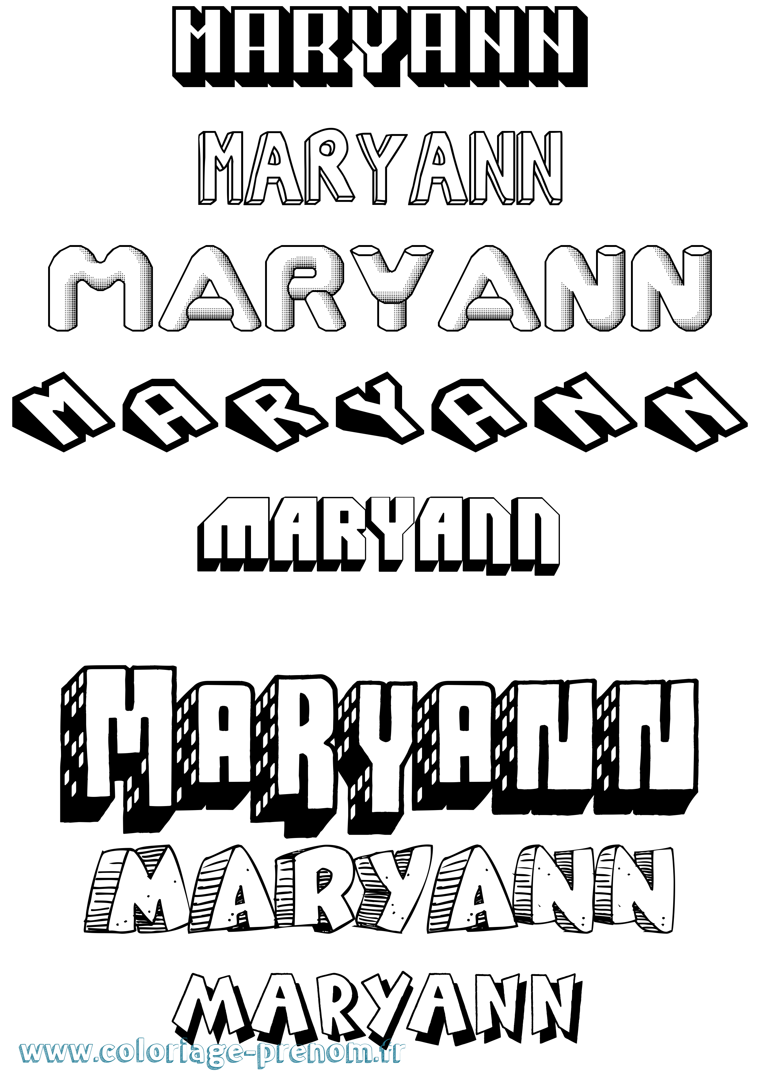 Coloriage prénom Maryann Effet 3D