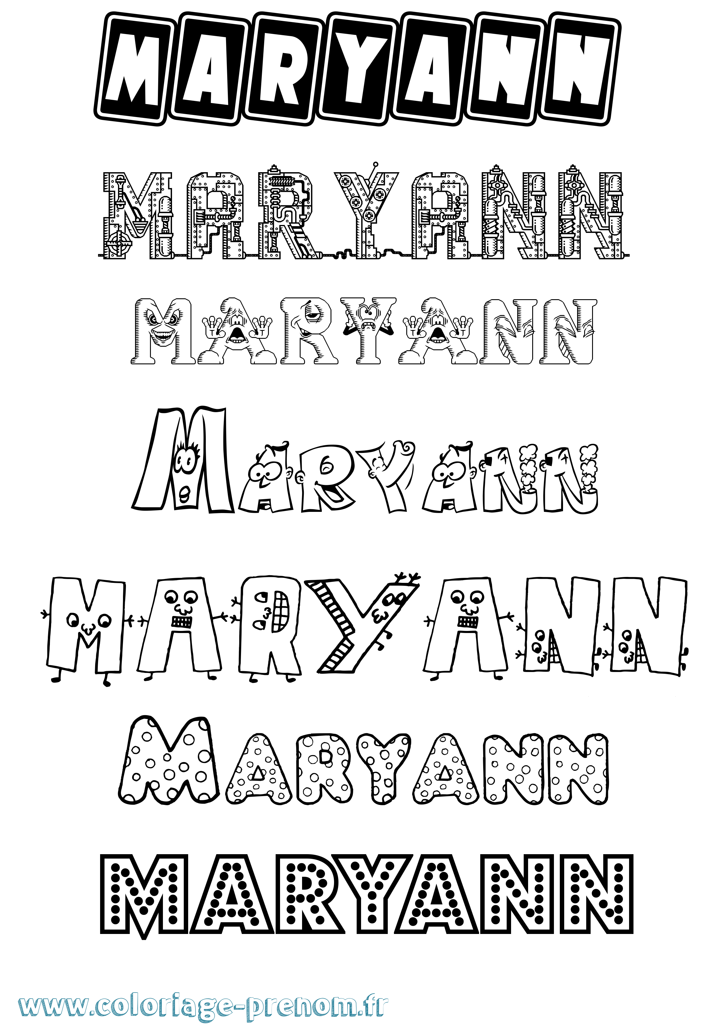 Coloriage prénom Maryann Fun