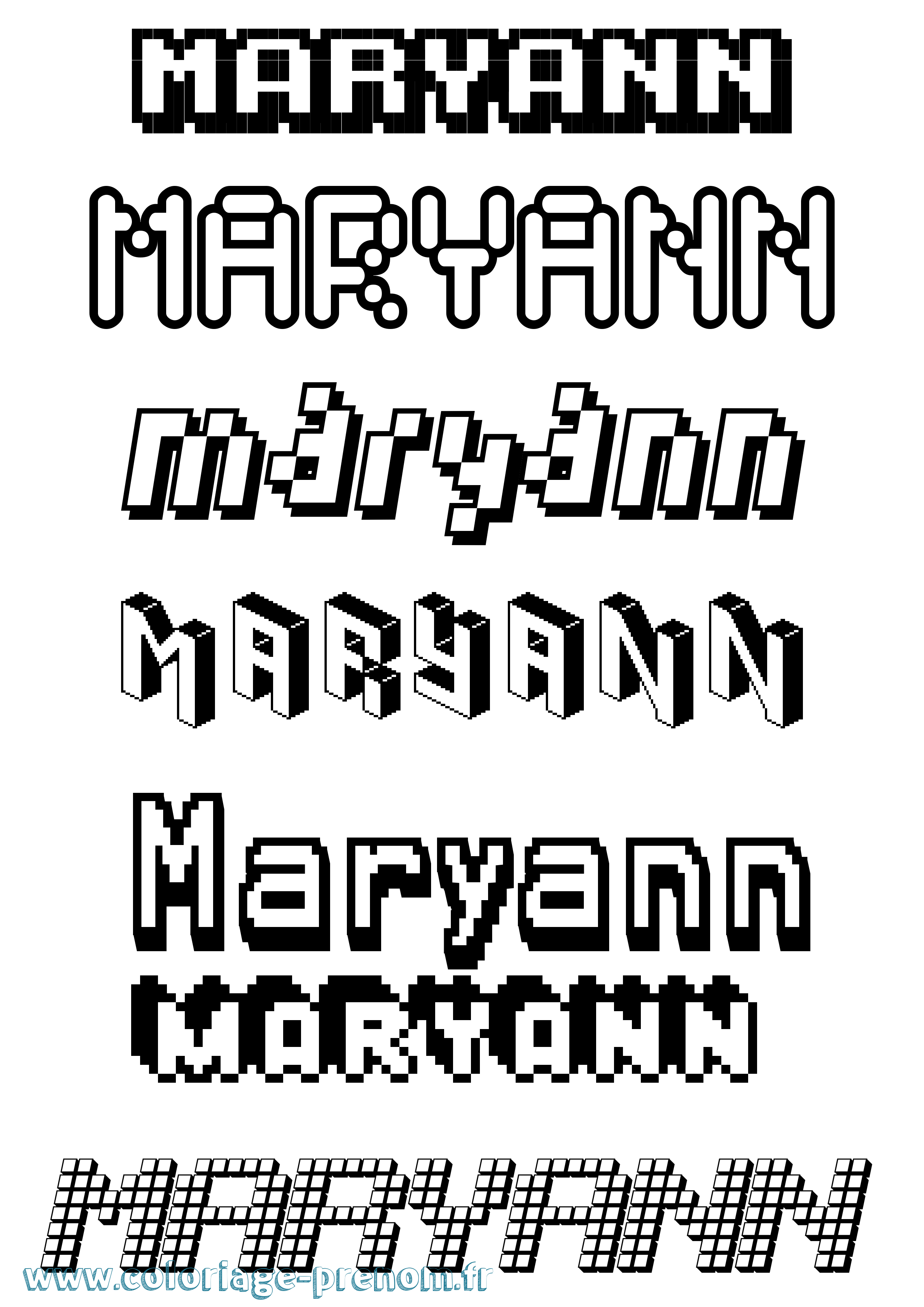 Coloriage prénom Maryann Pixel