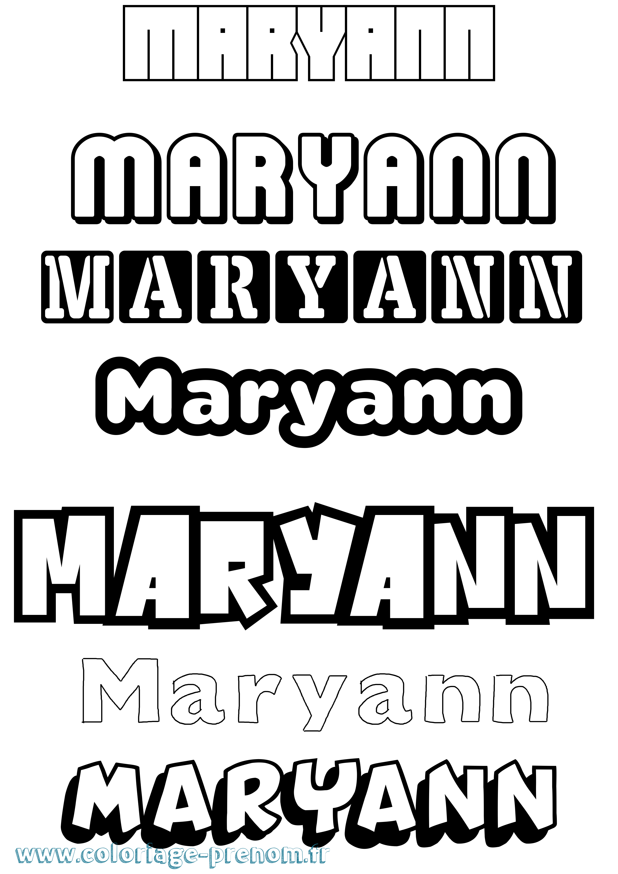 Coloriage prénom Maryann Simple