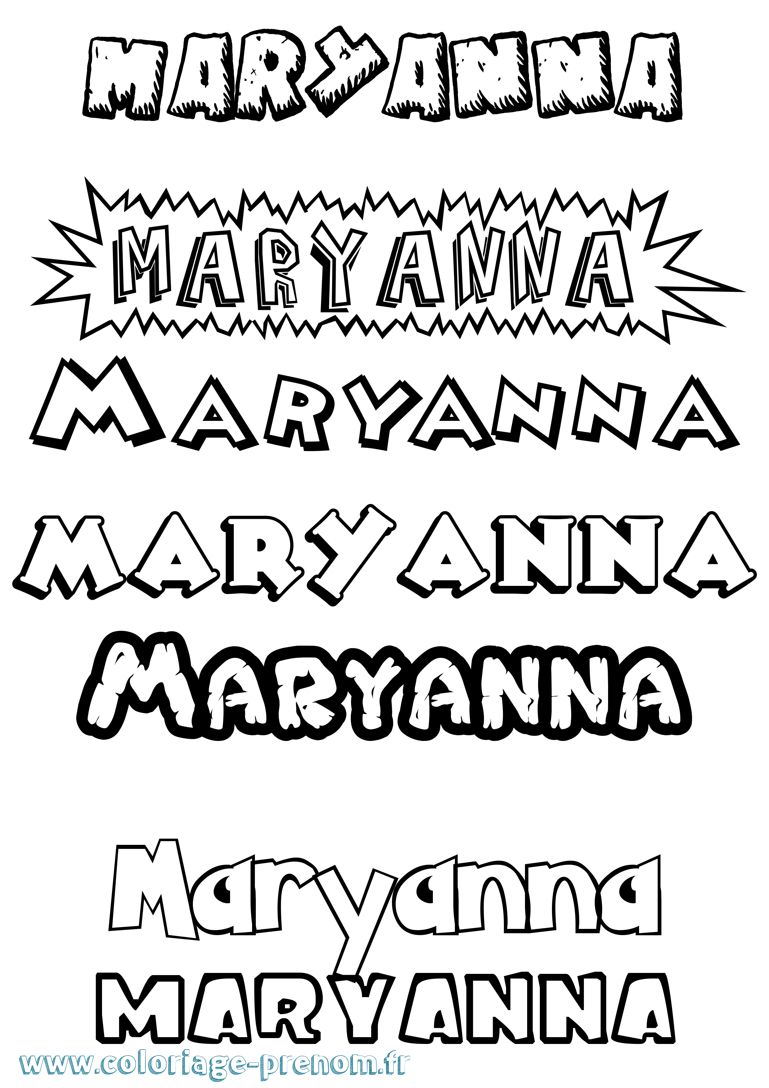 Coloriage prénom Maryanna Dessin Animé