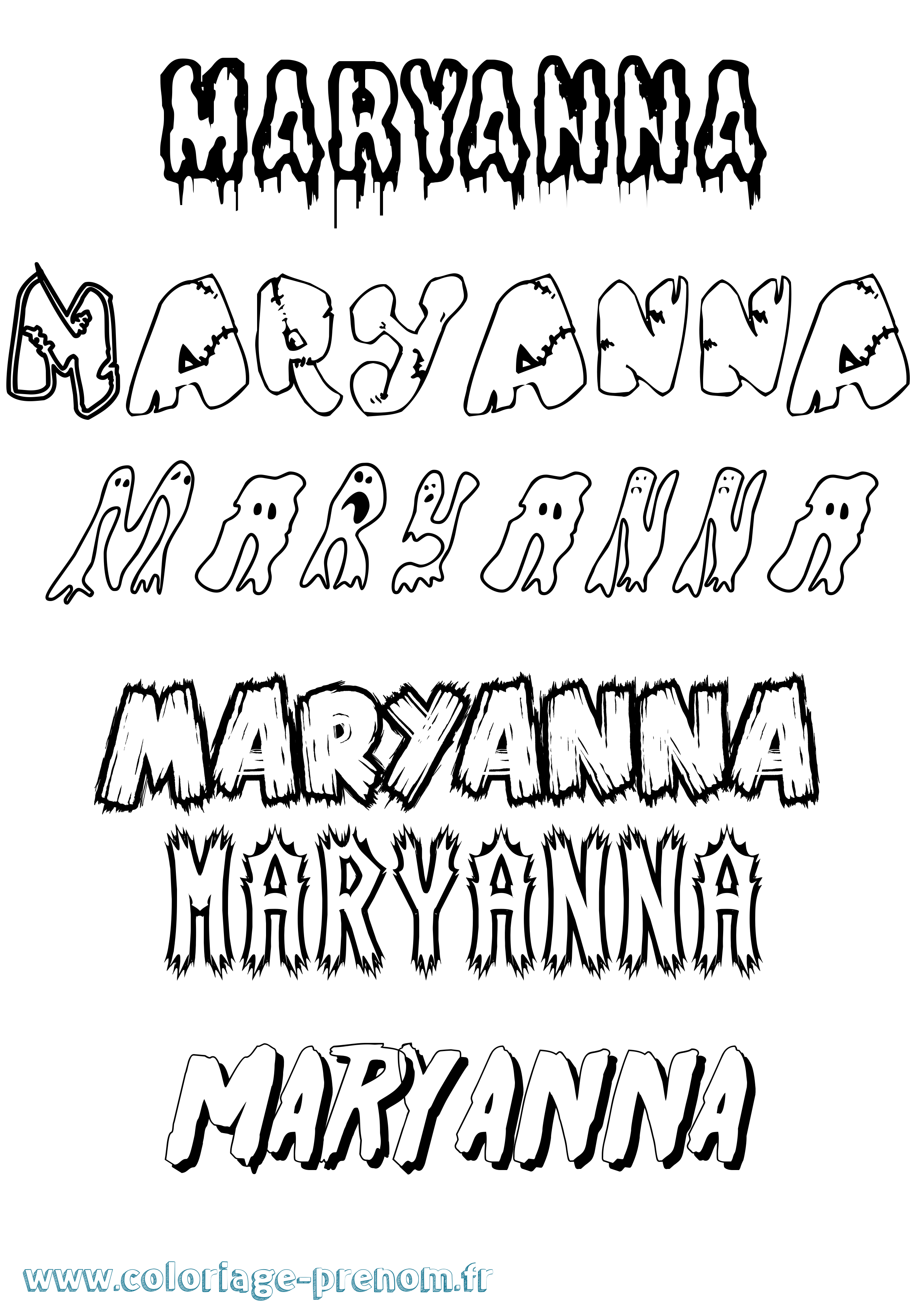 Coloriage prénom Maryanna Frisson