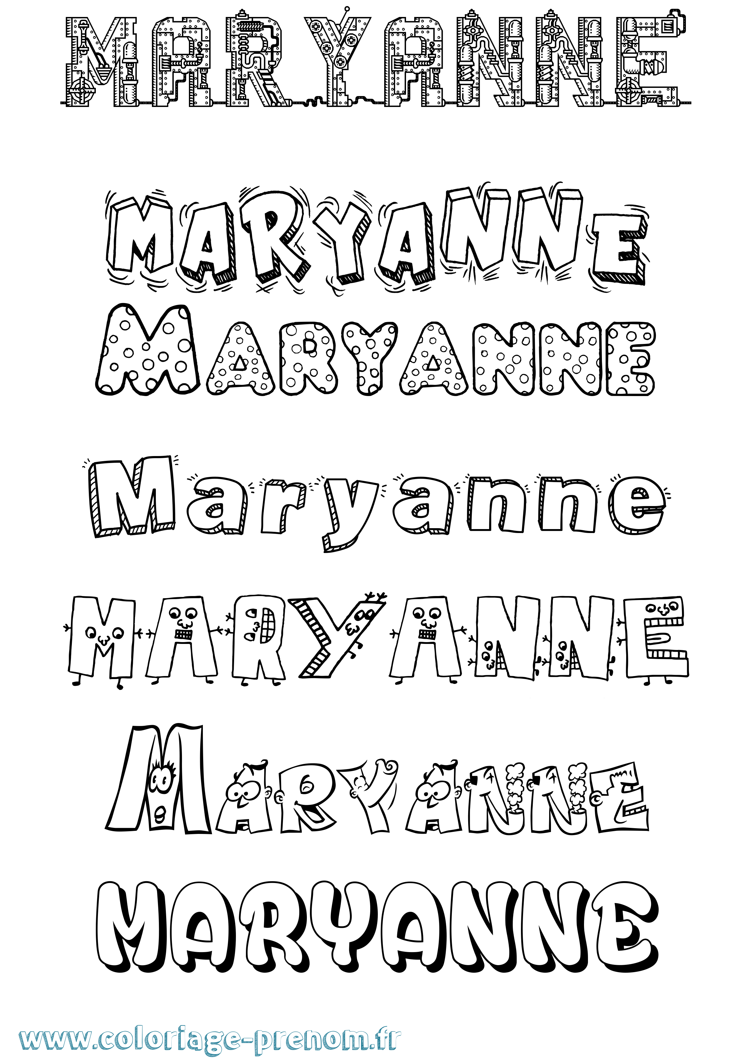 Coloriage prénom Maryanne Fun