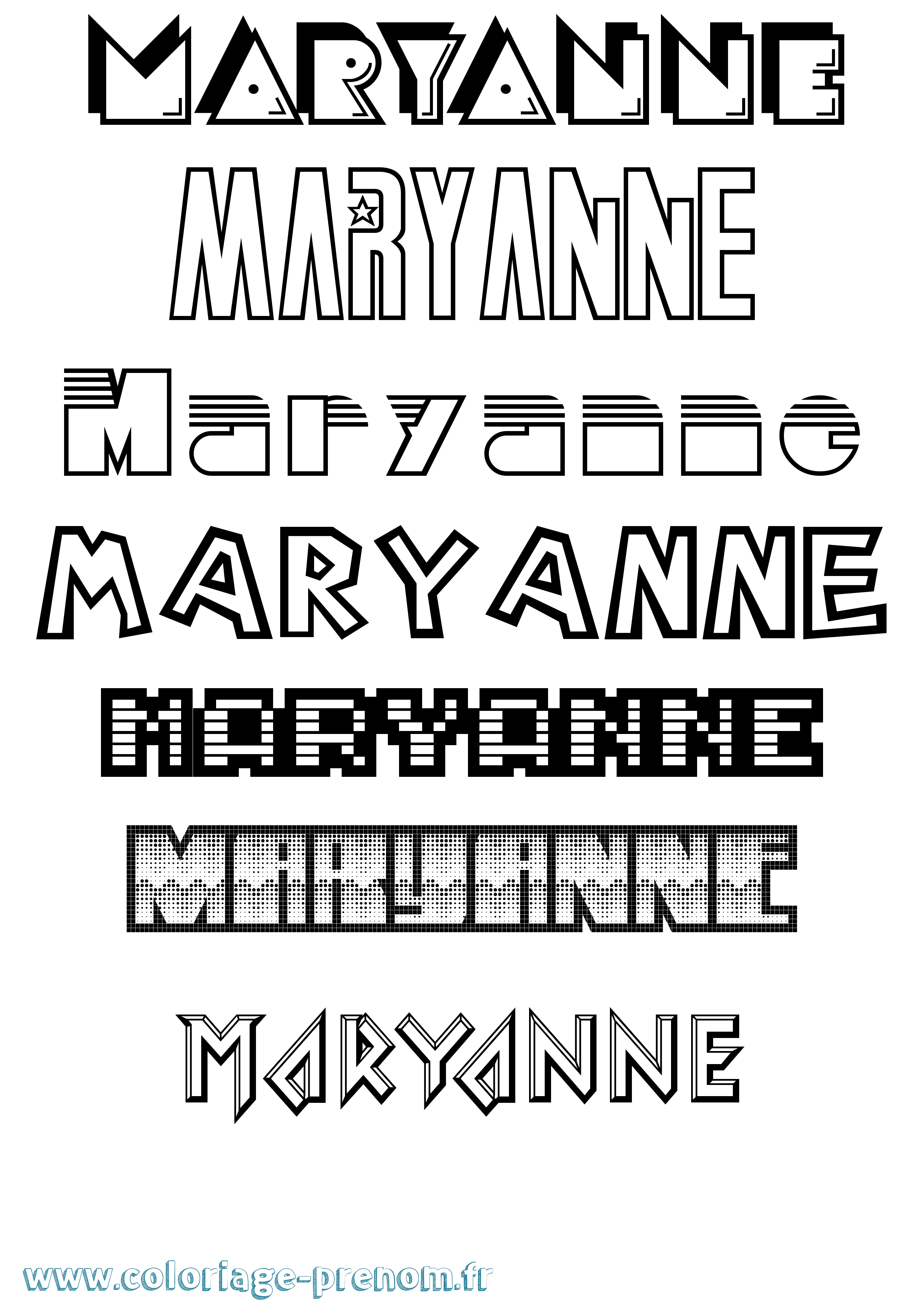 Coloriage prénom Maryanne Jeux Vidéos