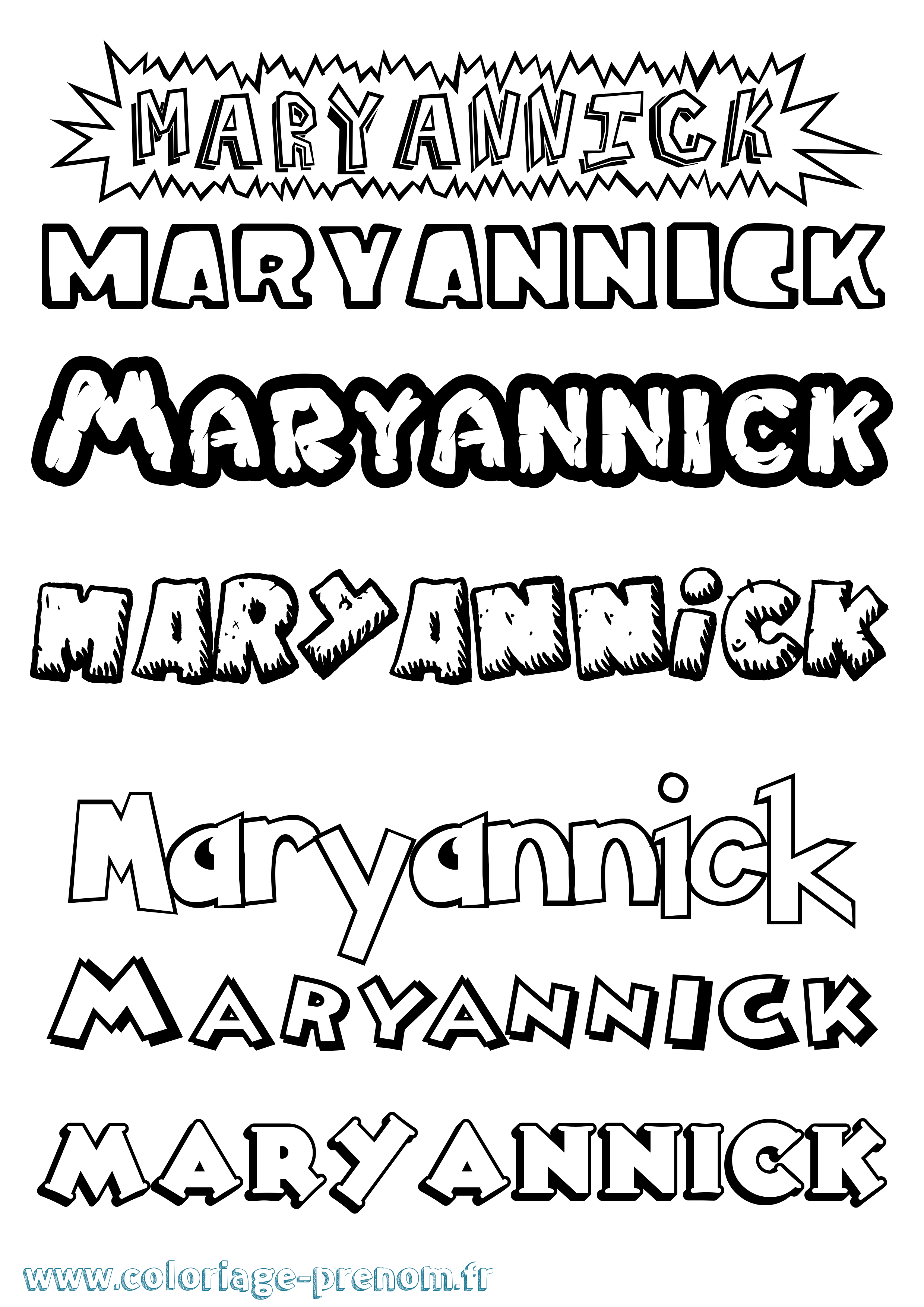 Coloriage prénom Maryannick Dessin Animé