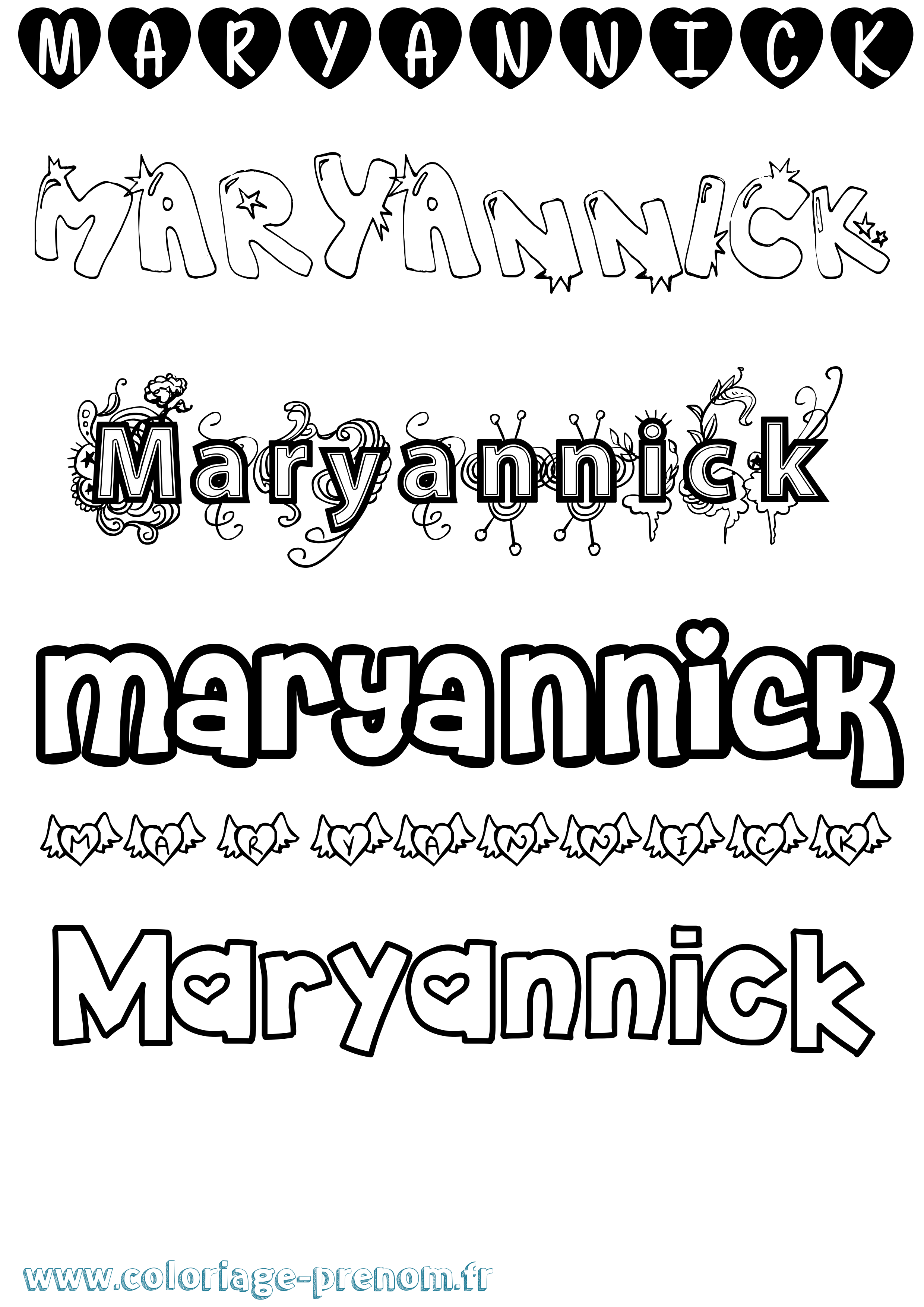 Coloriage prénom Maryannick Girly