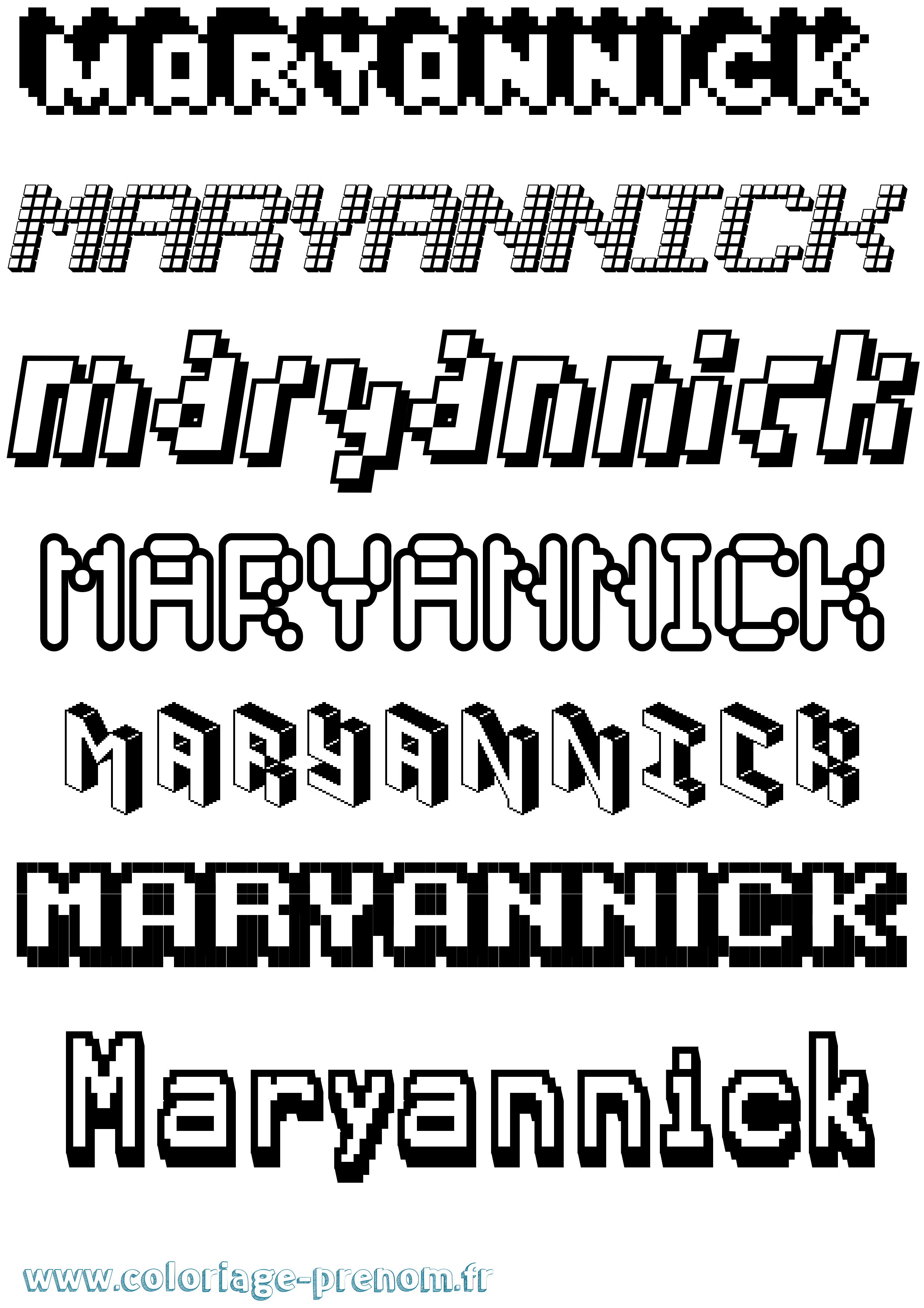 Coloriage prénom Maryannick Pixel