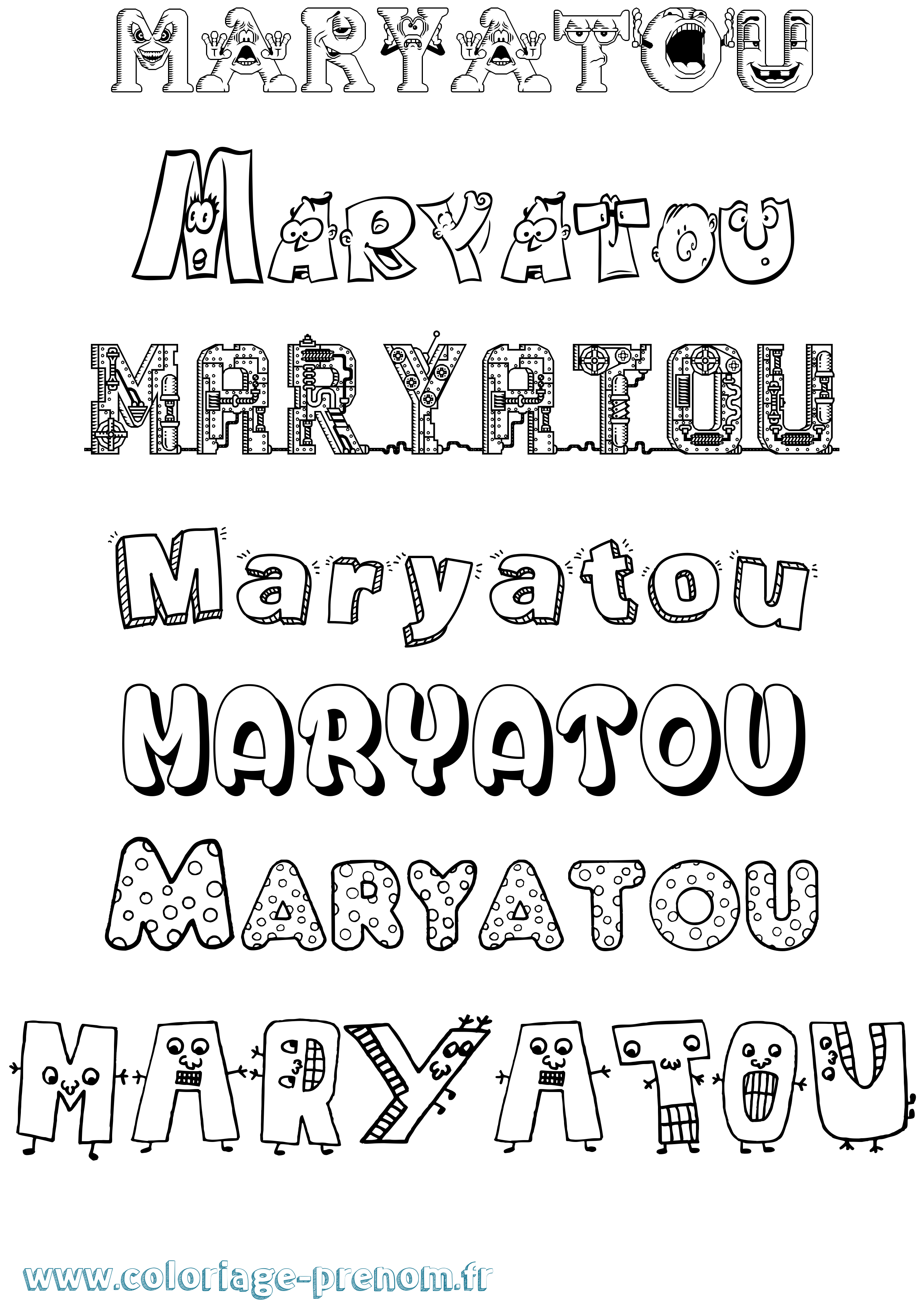 Coloriage prénom Maryatou Fun