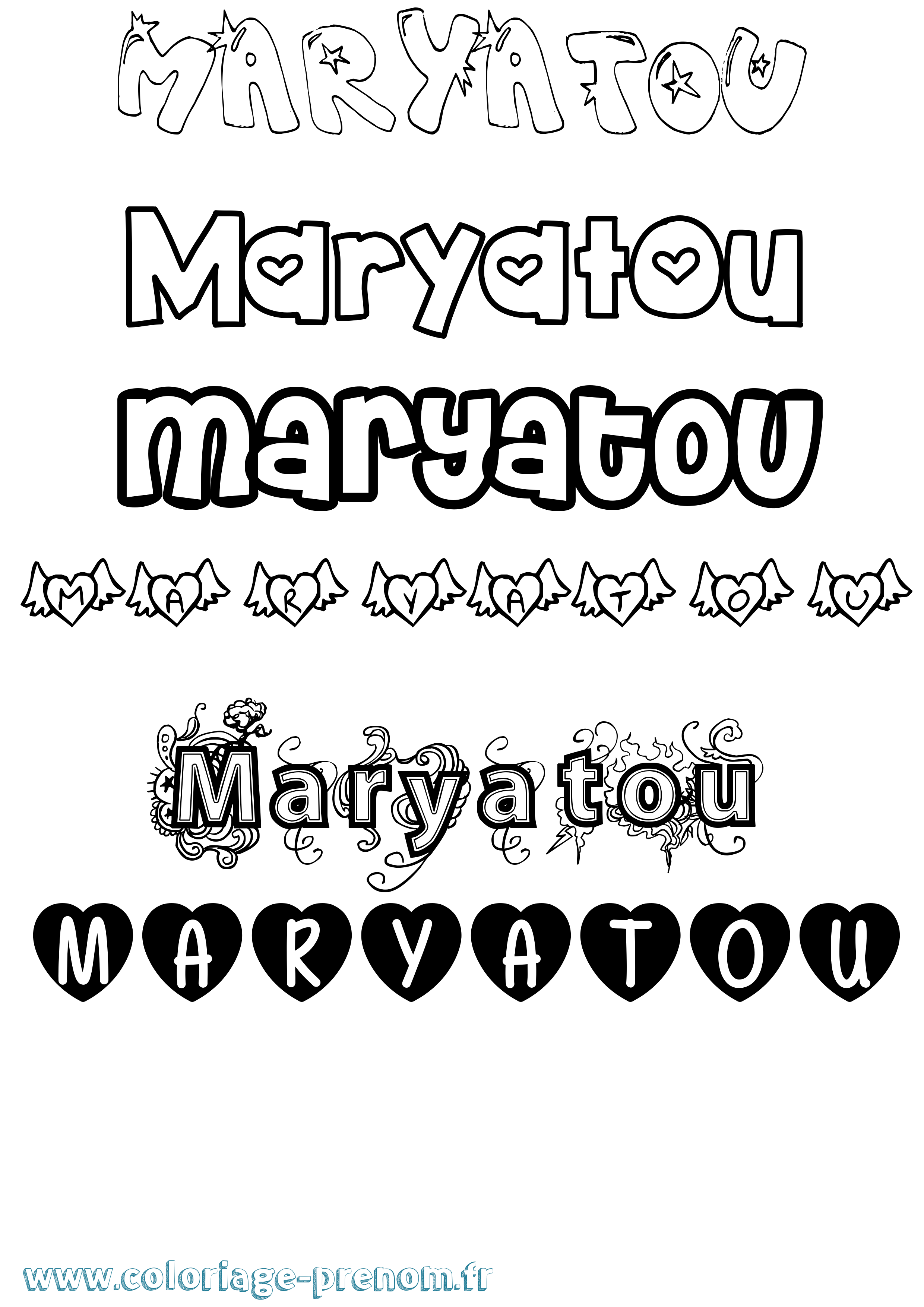 Coloriage prénom Maryatou Girly
