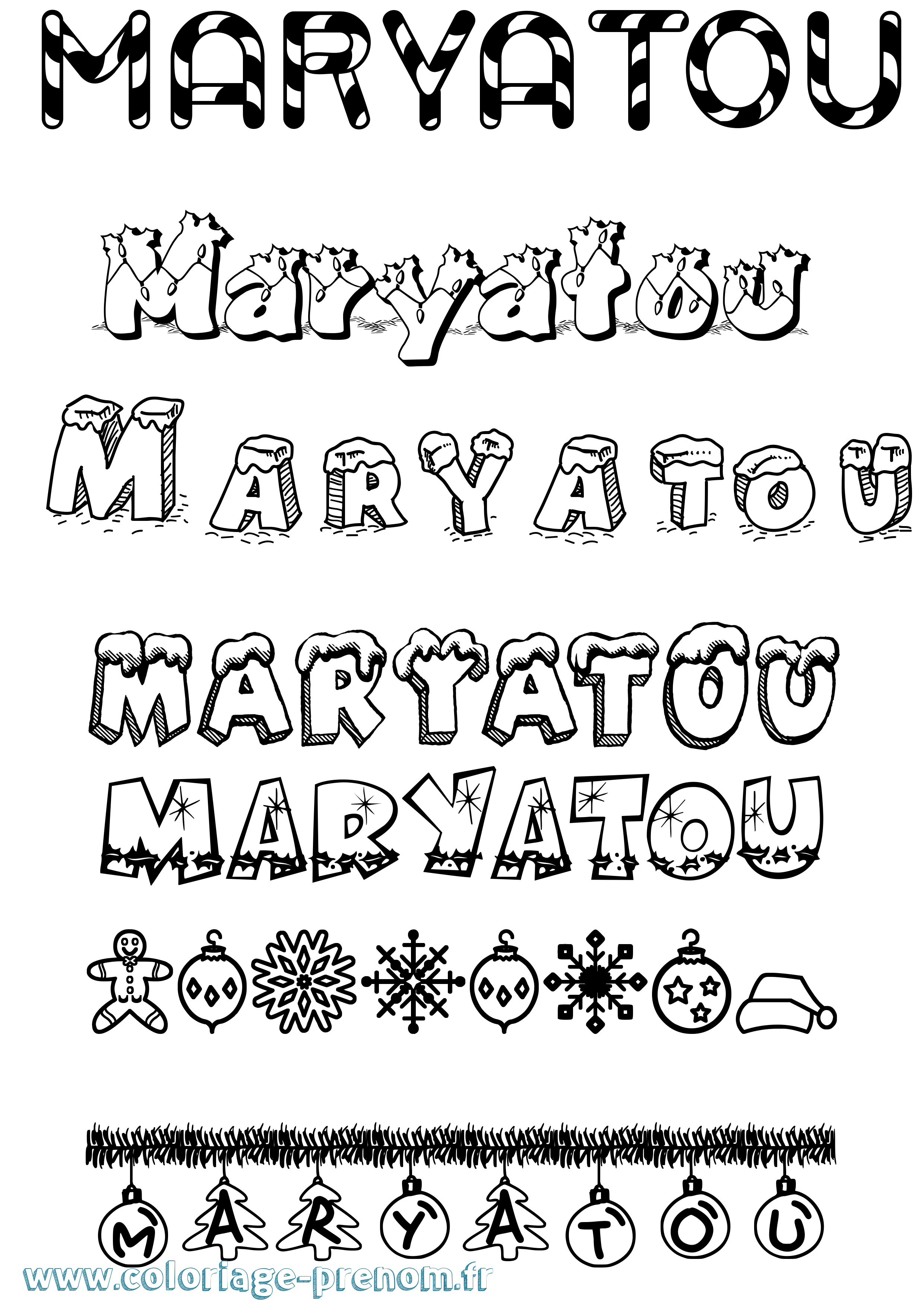 Coloriage prénom Maryatou Noël