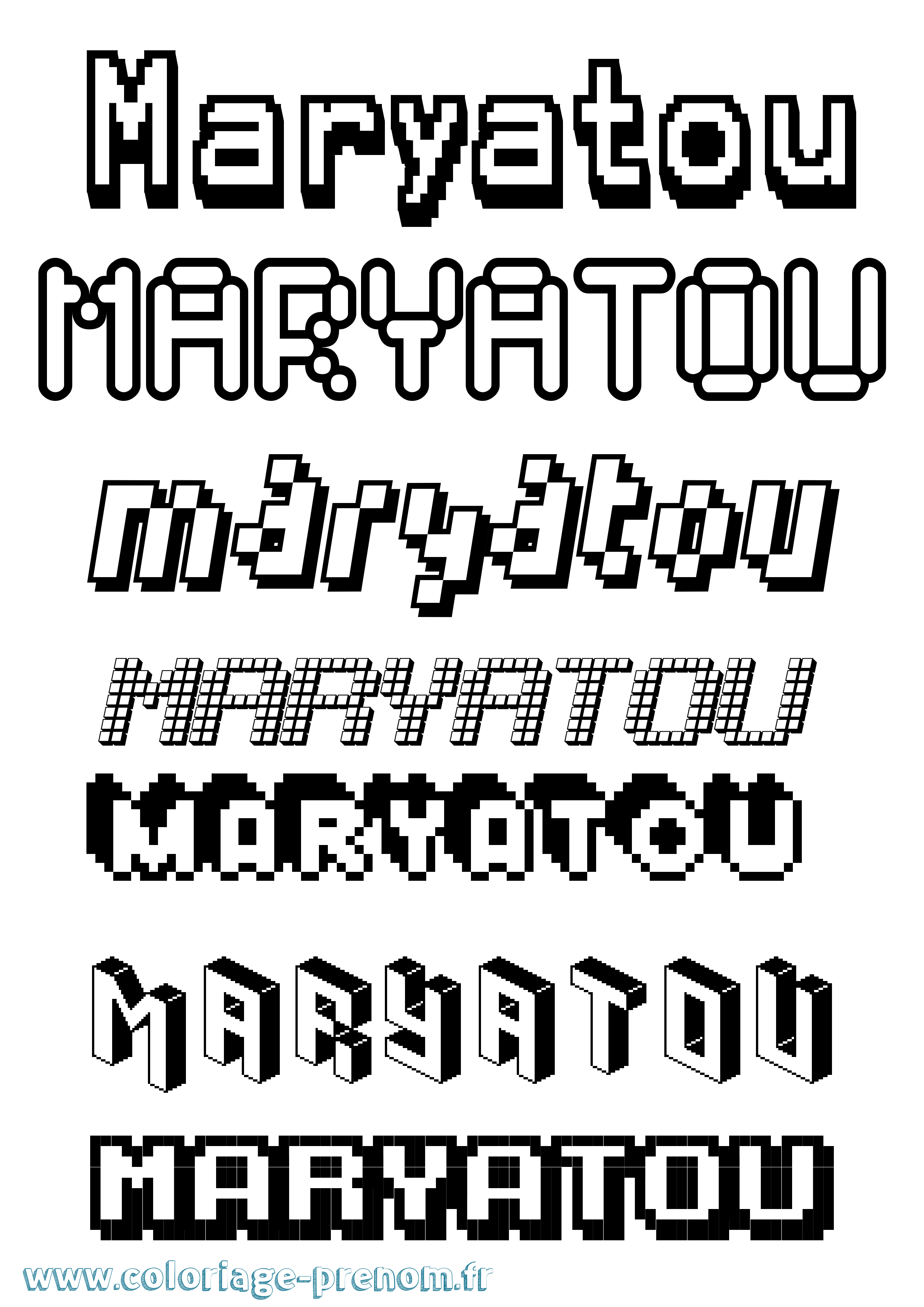 Coloriage prénom Maryatou Pixel