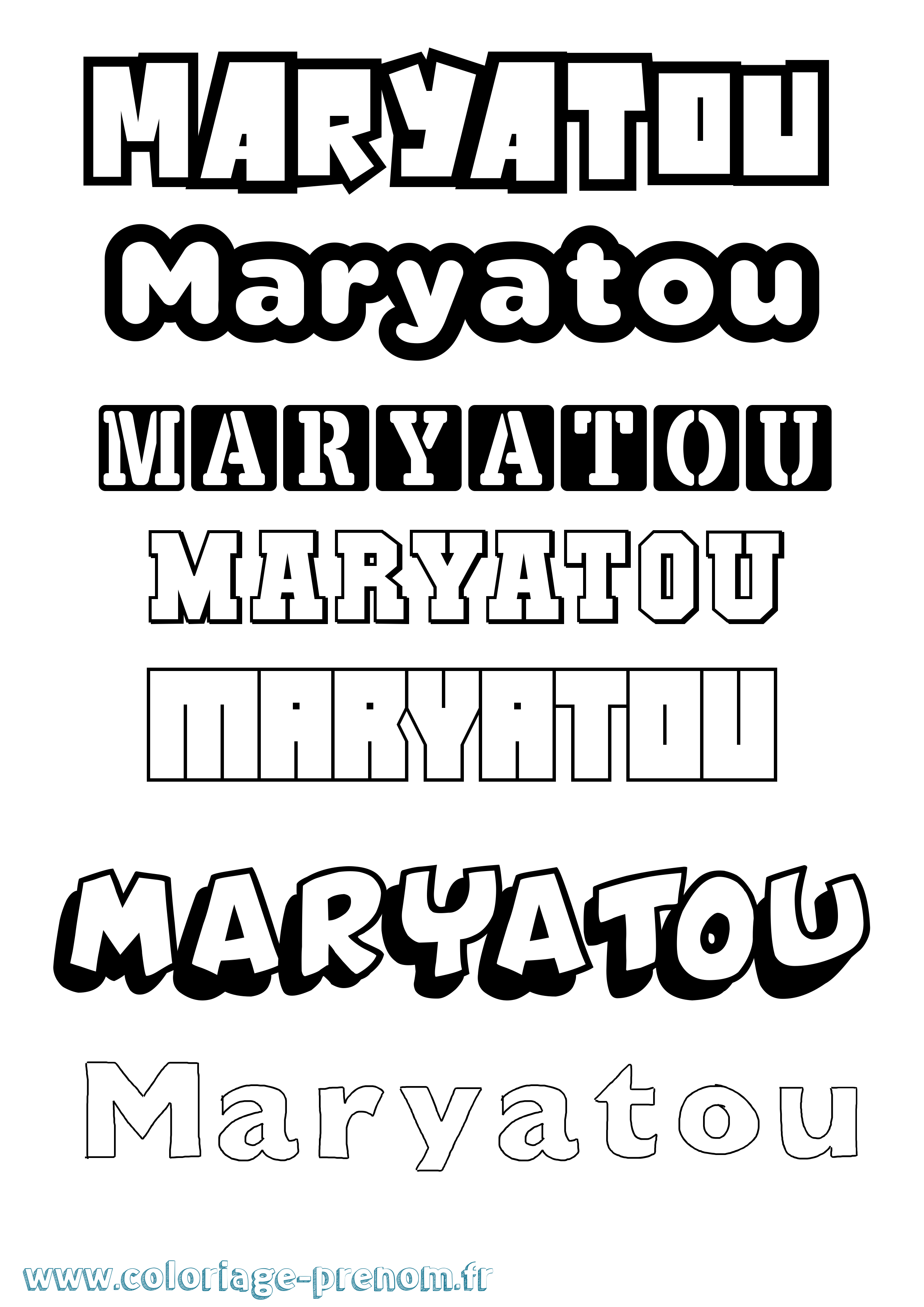 Coloriage prénom Maryatou Simple