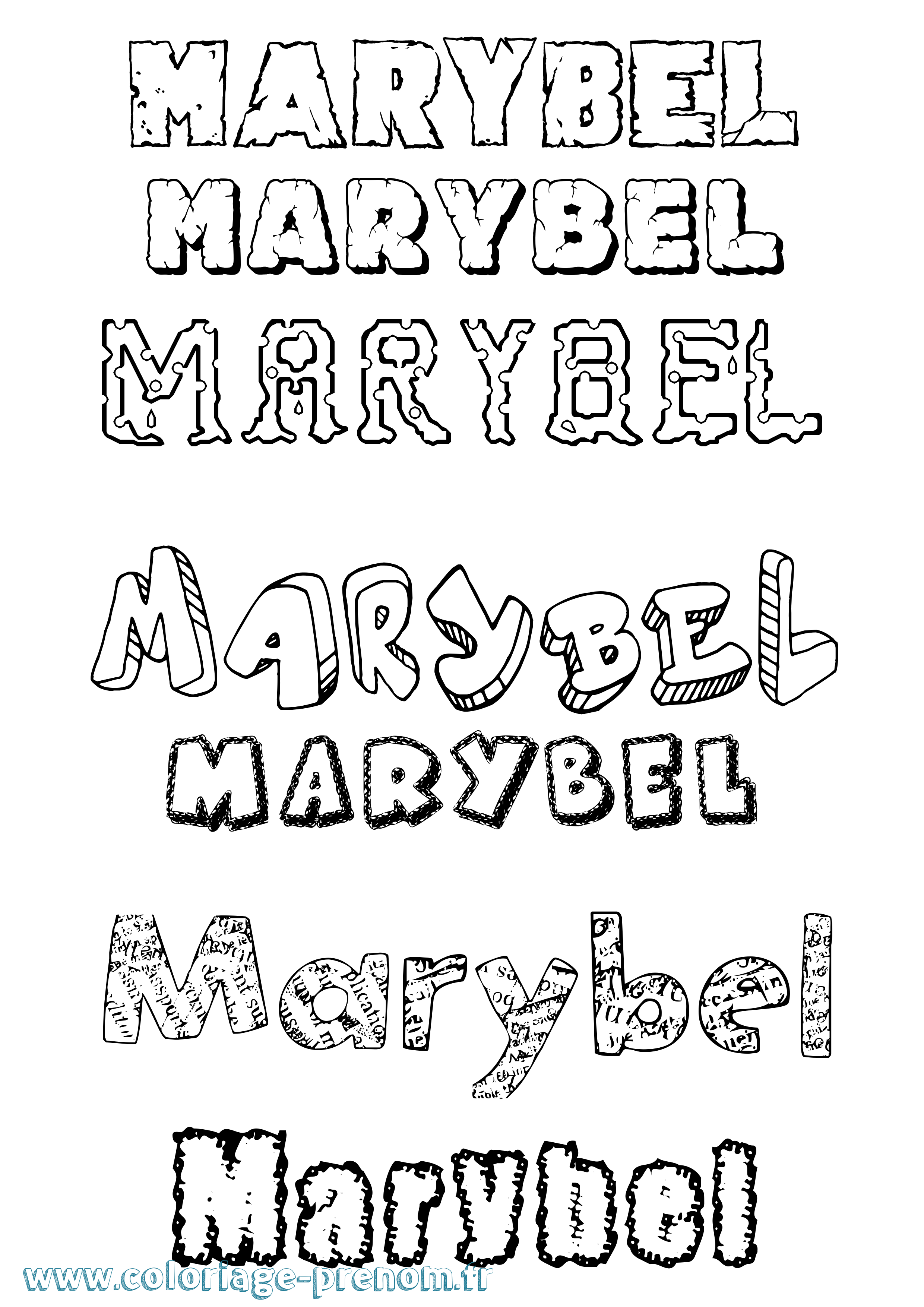 Coloriage prénom Marybel Destructuré