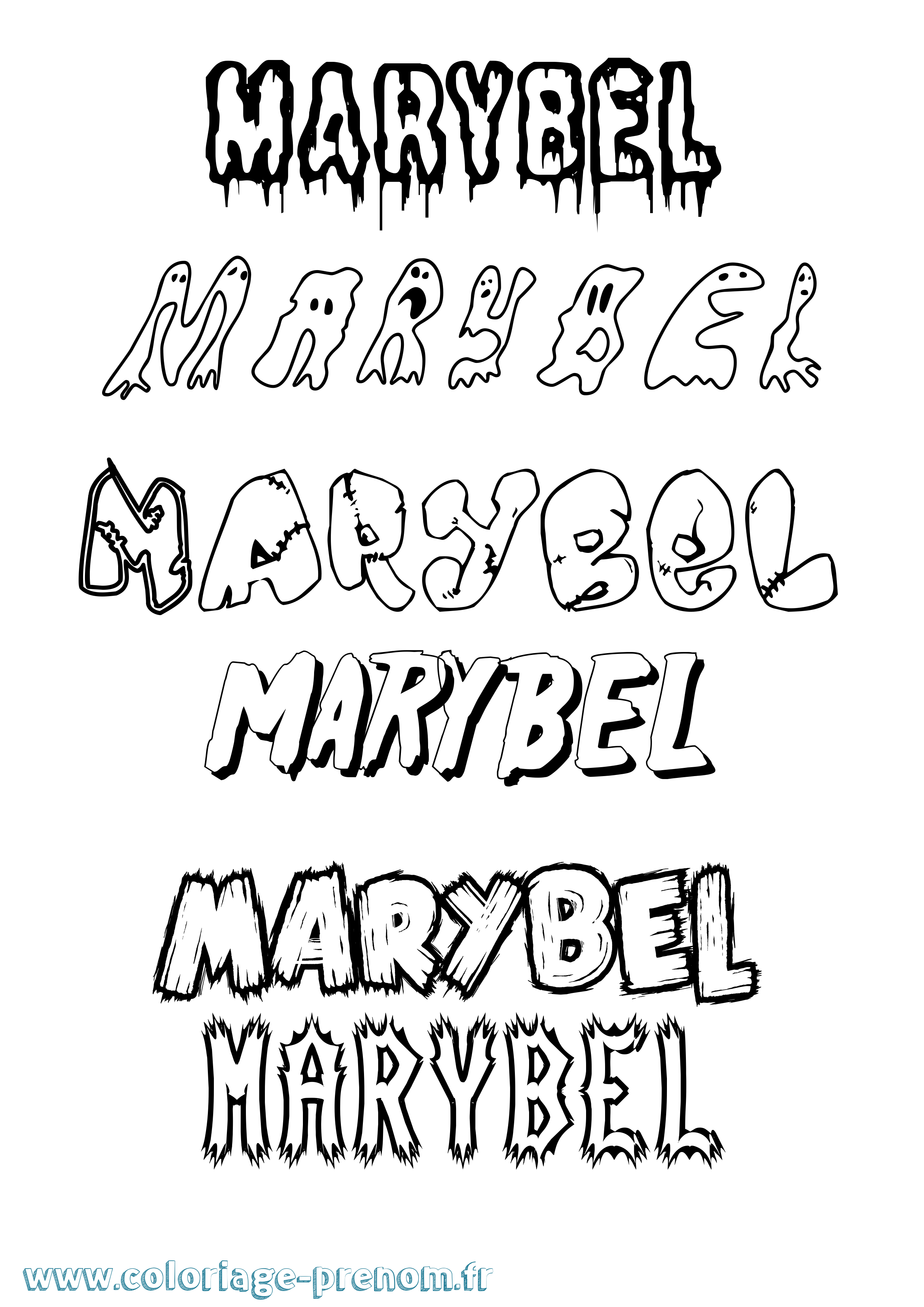 Coloriage prénom Marybel Frisson