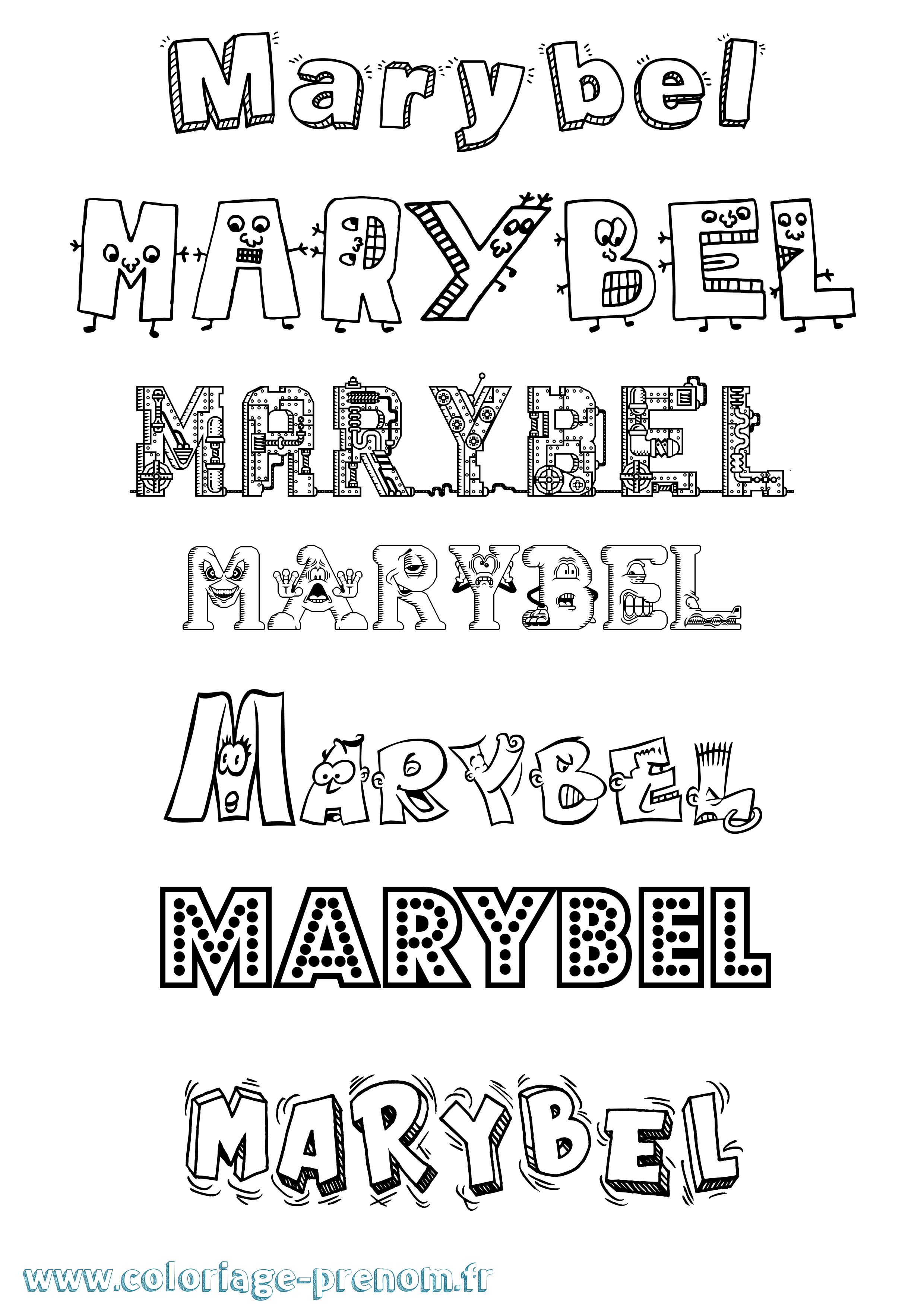 Coloriage prénom Marybel Fun
