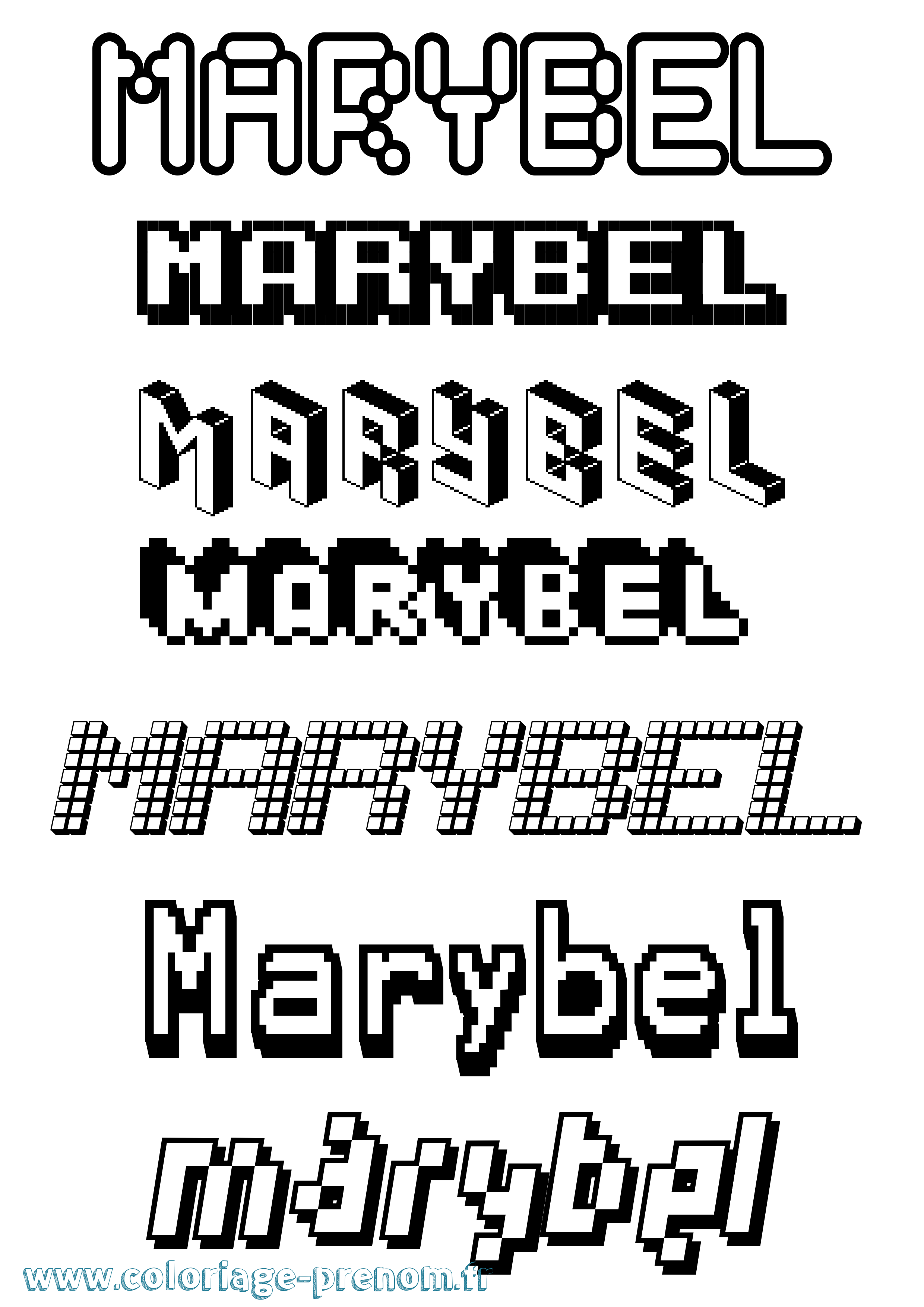 Coloriage prénom Marybel Pixel