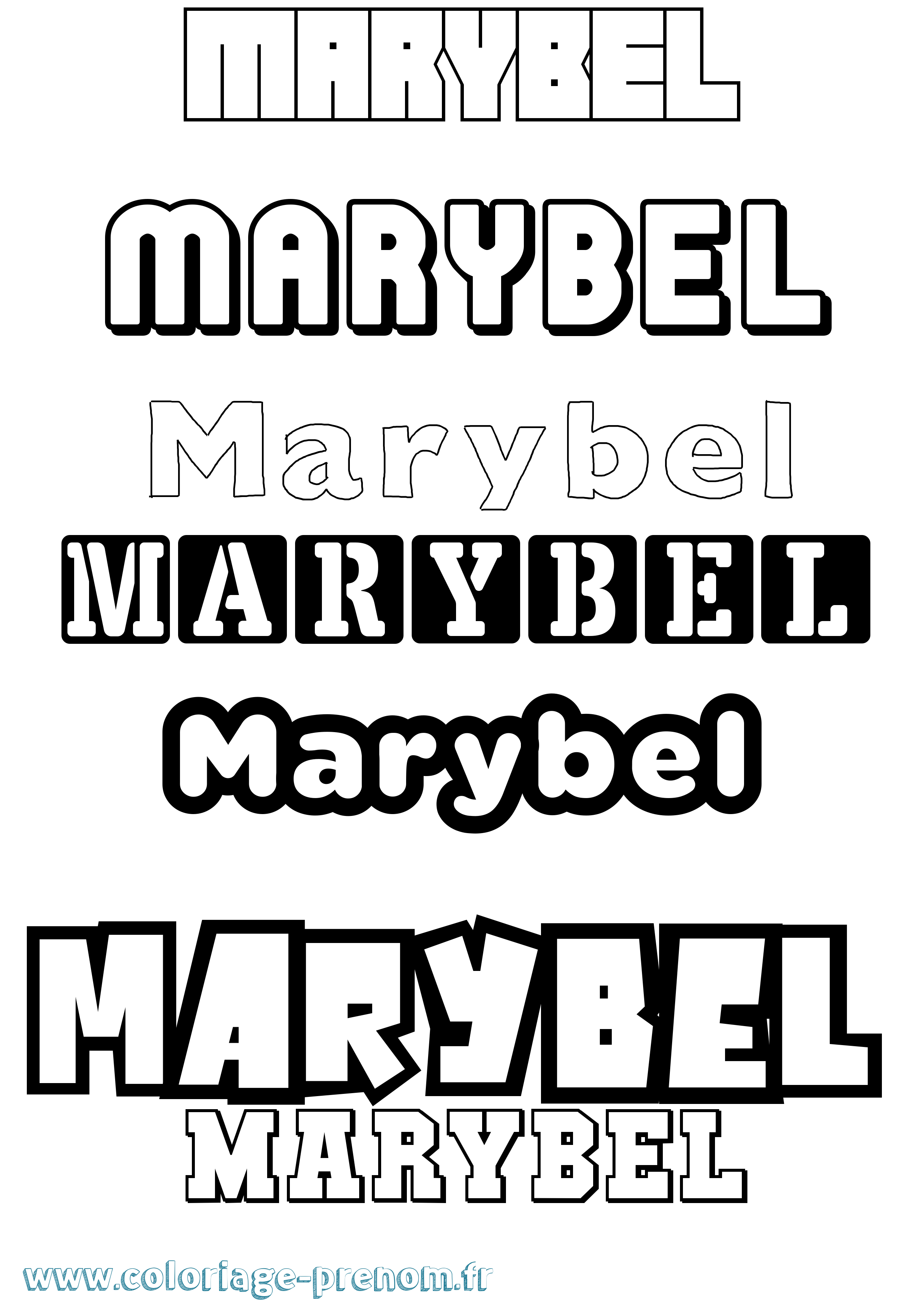Coloriage prénom Marybel Simple