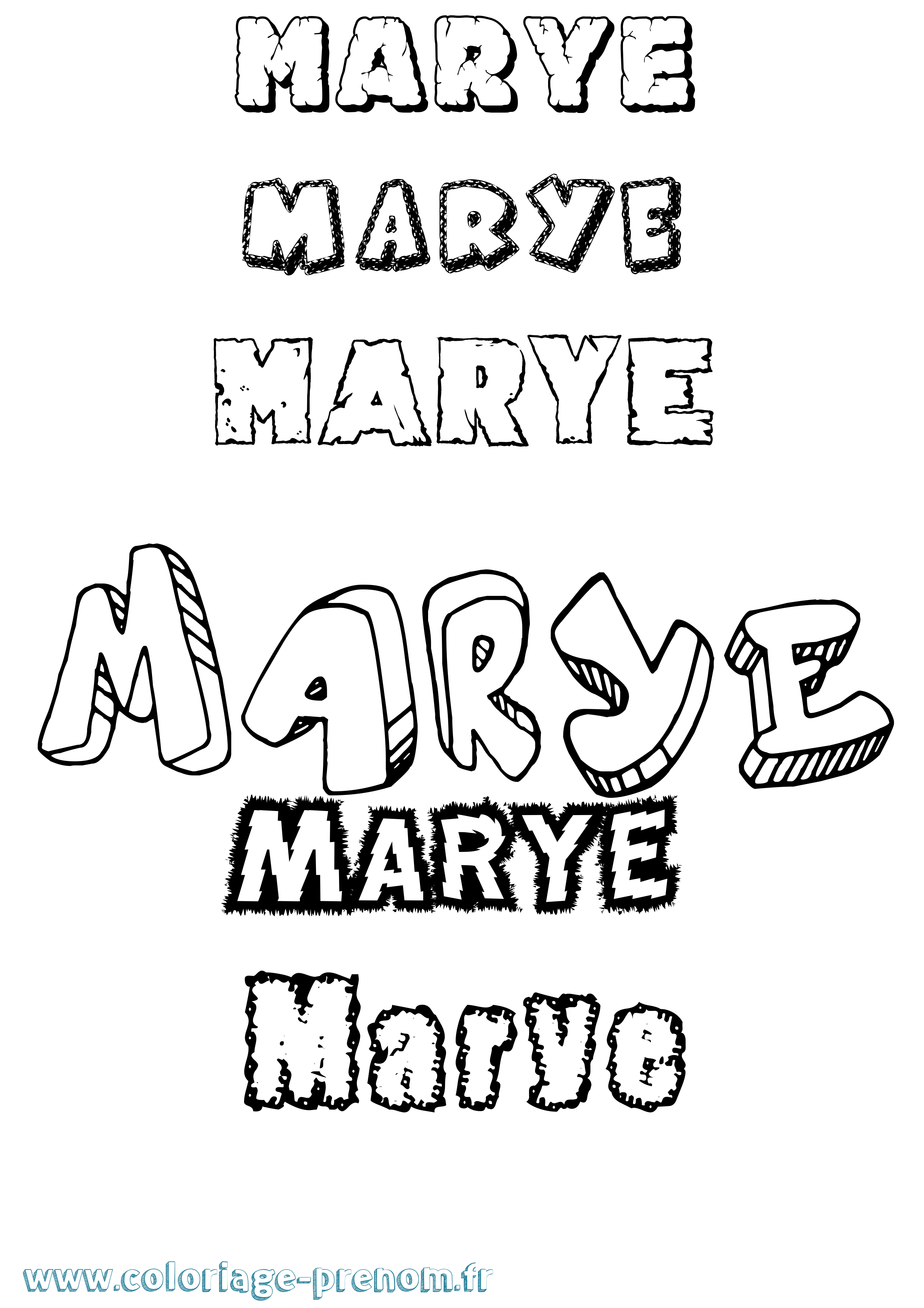 Coloriage prénom Marye Destructuré