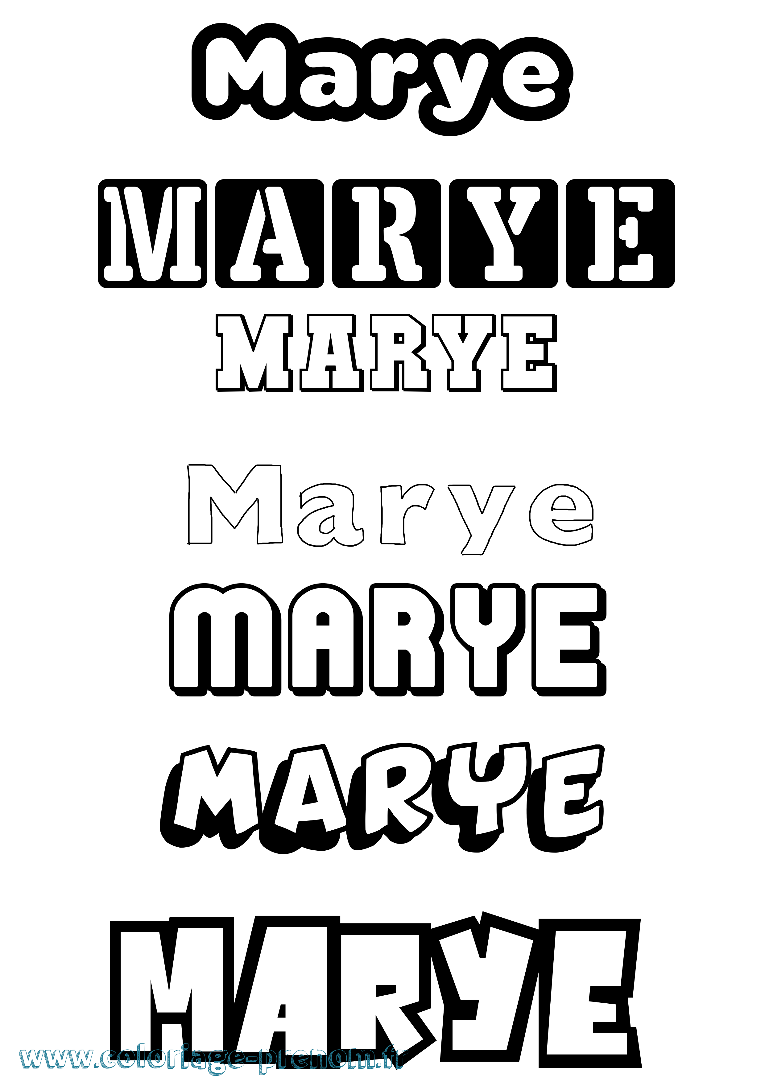 Coloriage prénom Marye Simple