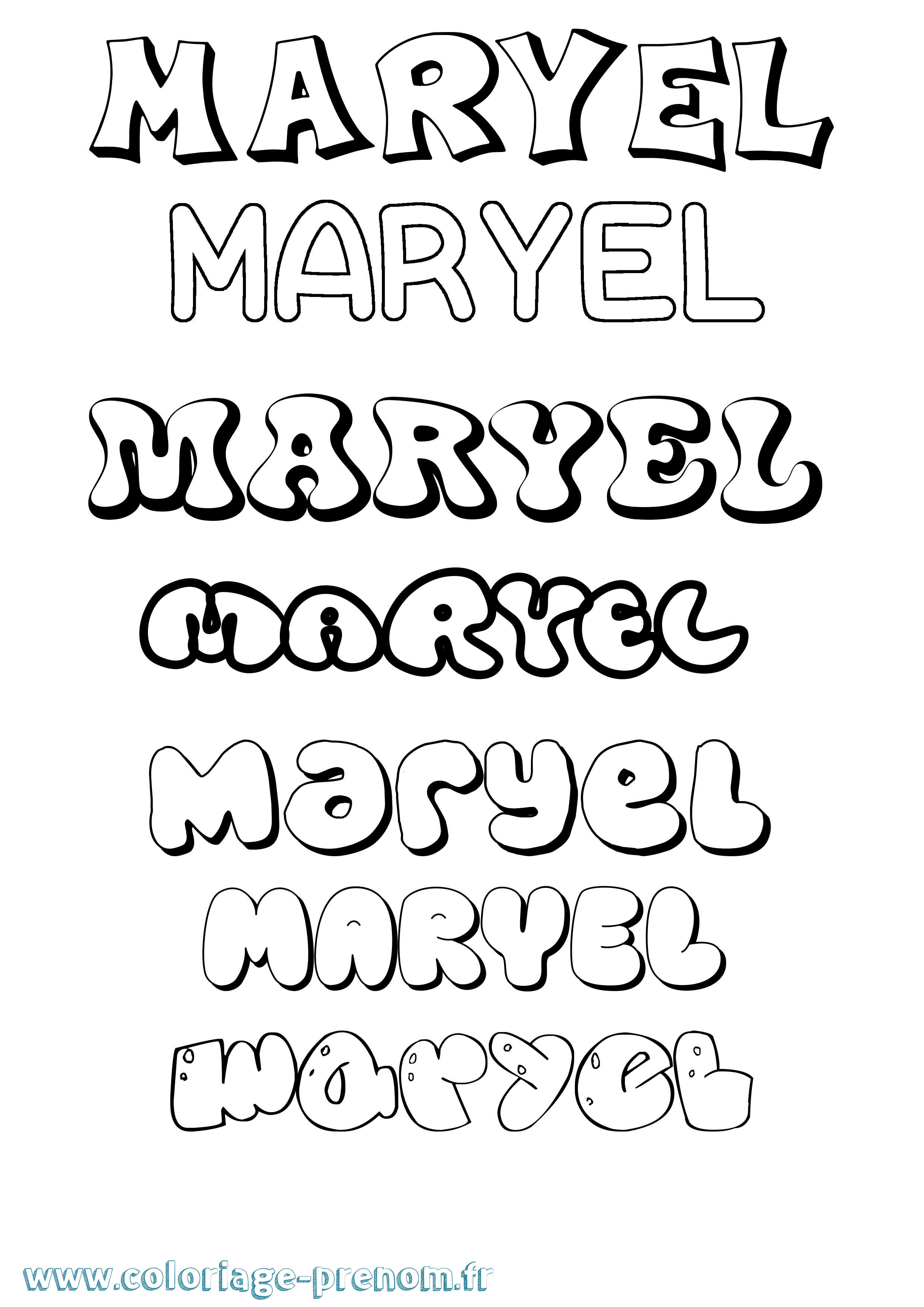 Coloriage prénom Maryel Bubble