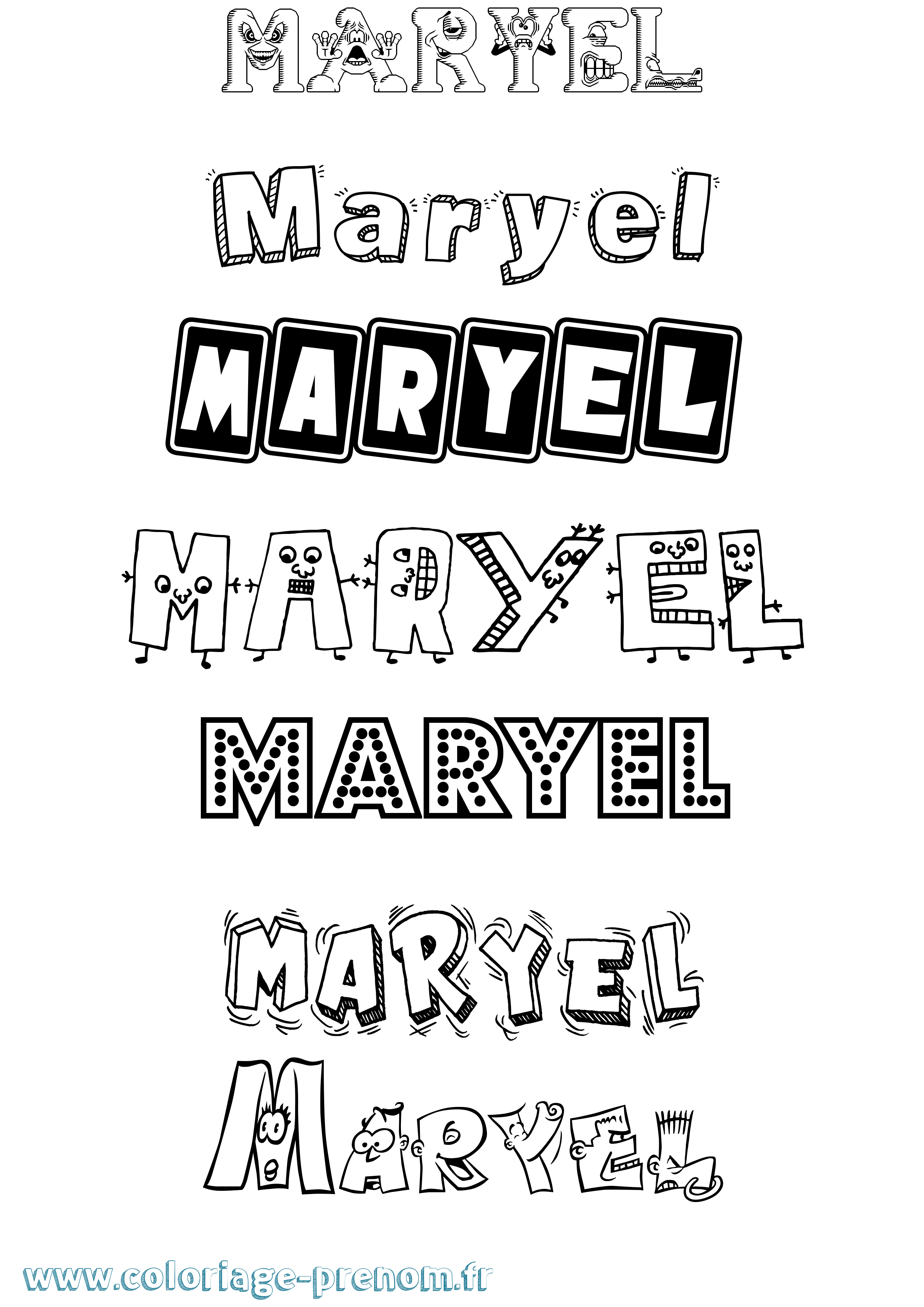 Coloriage prénom Maryel Fun