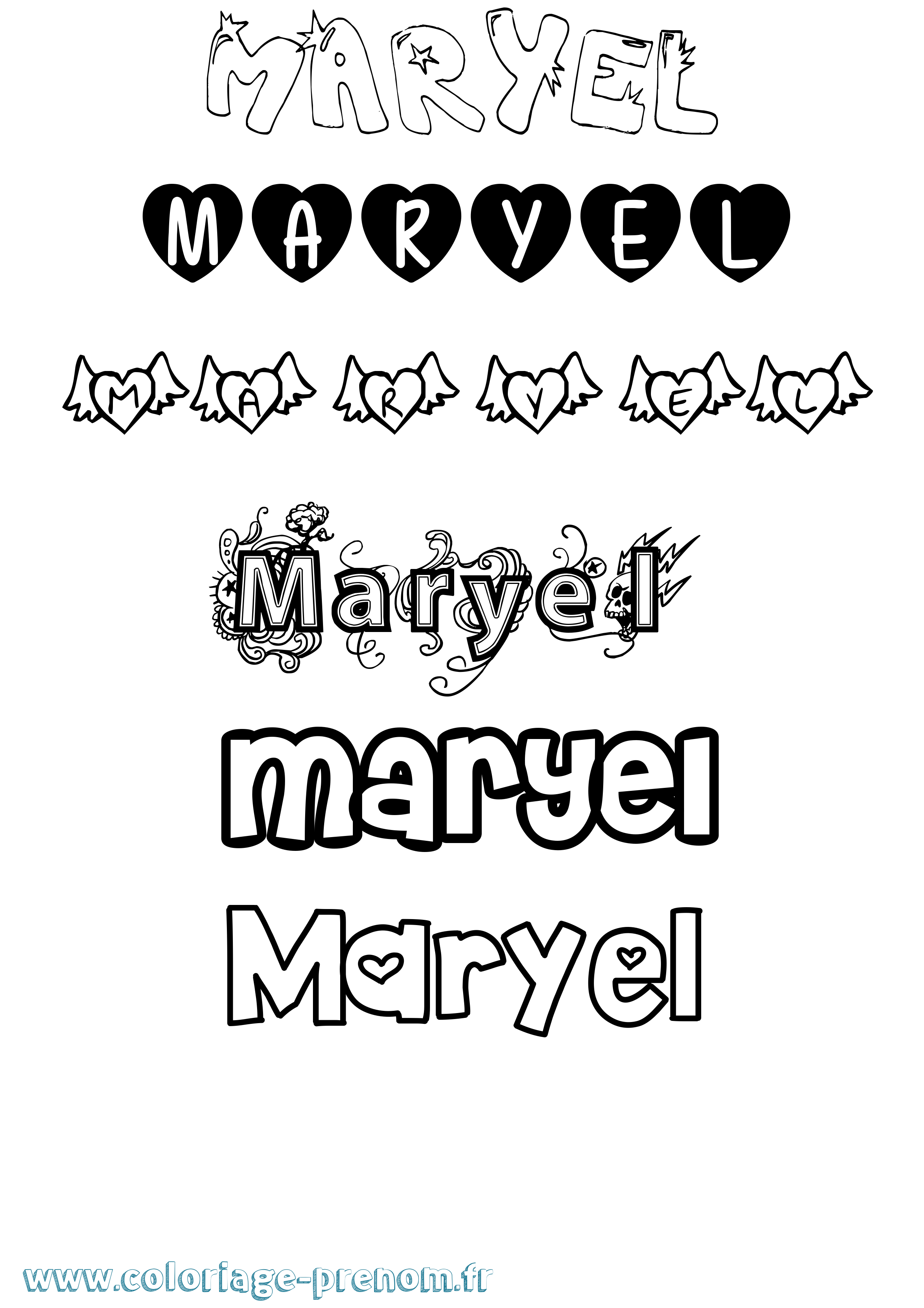 Coloriage prénom Maryel Girly