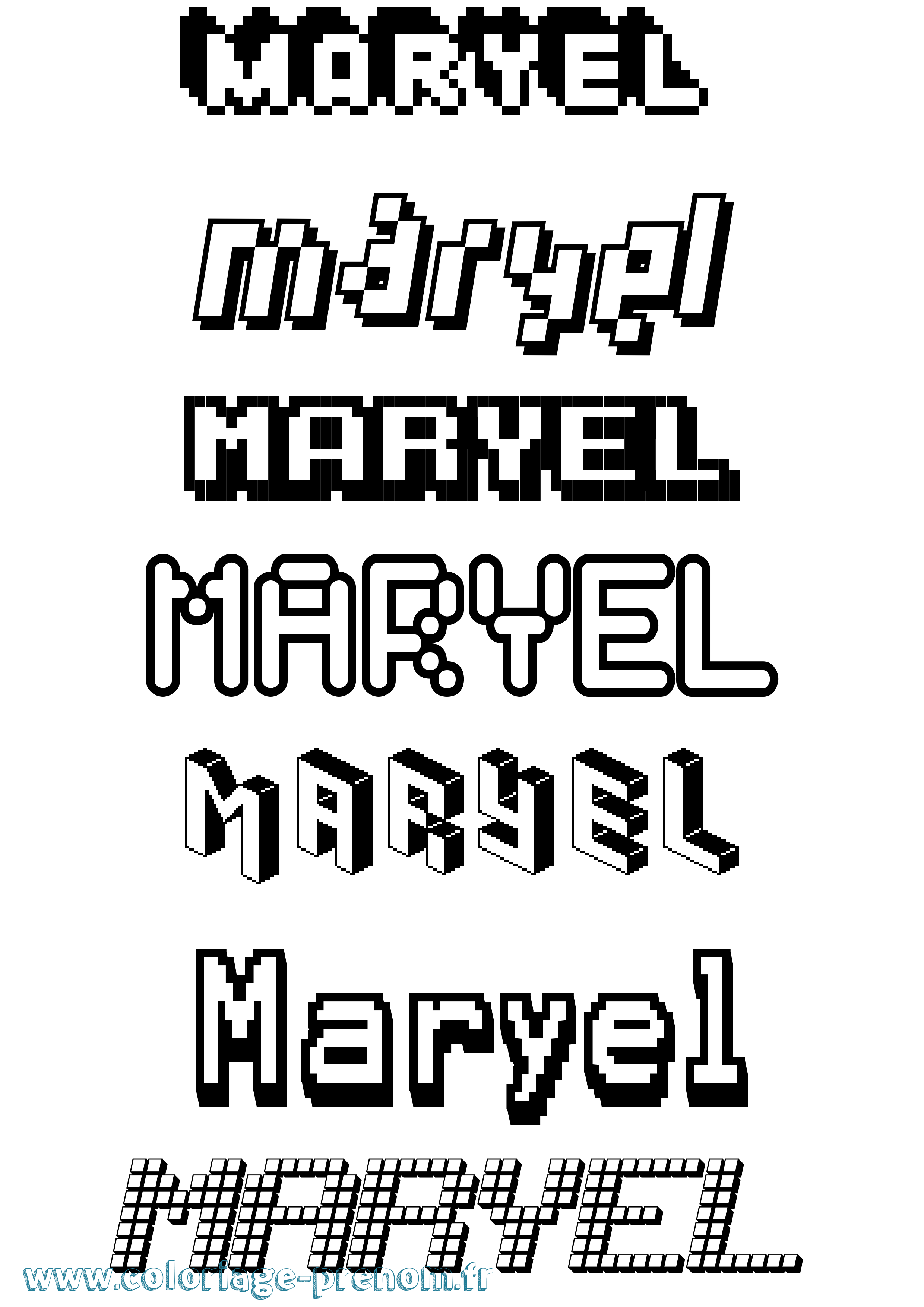 Coloriage prénom Maryel Pixel