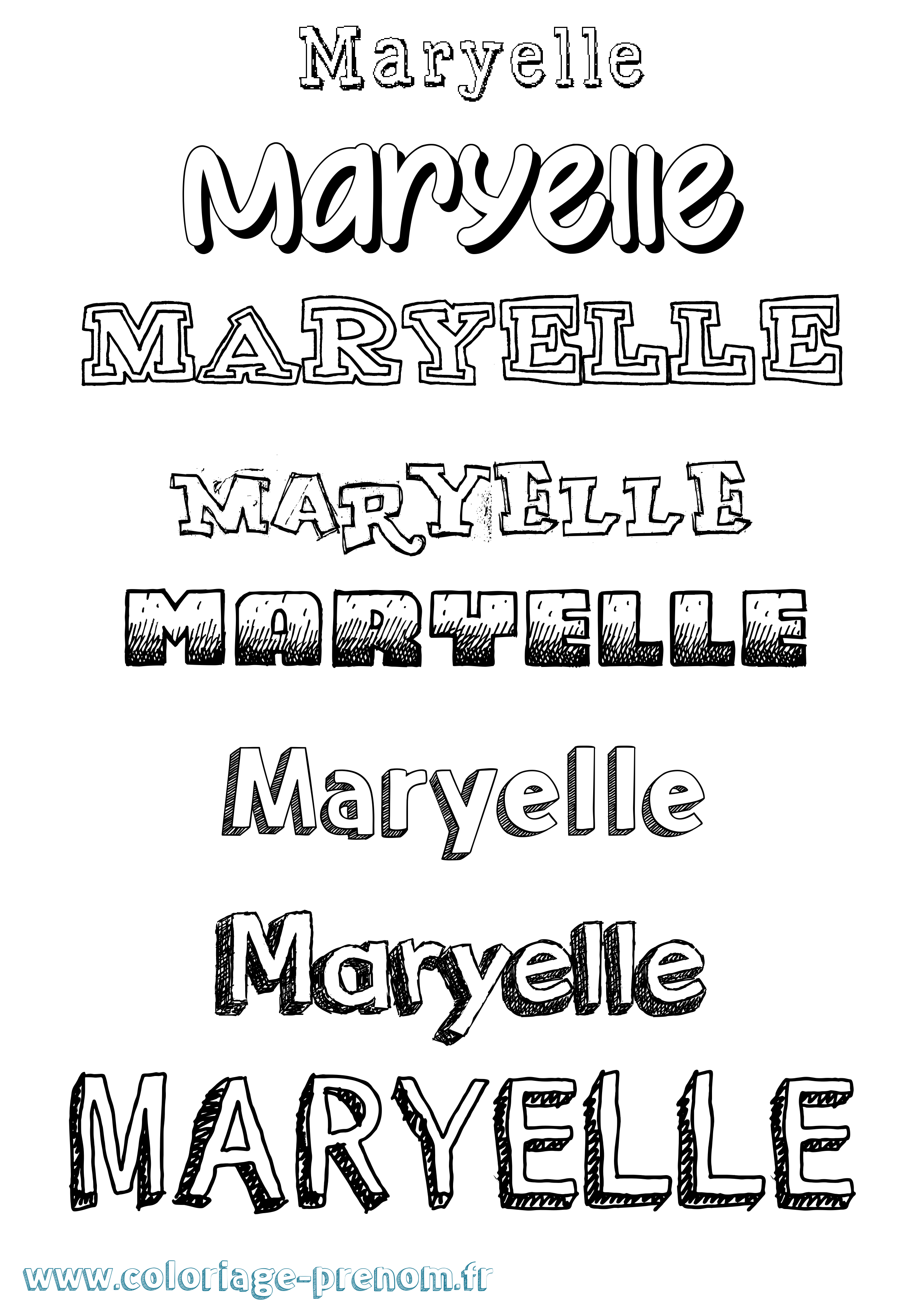 Coloriage prénom Maryelle Dessiné