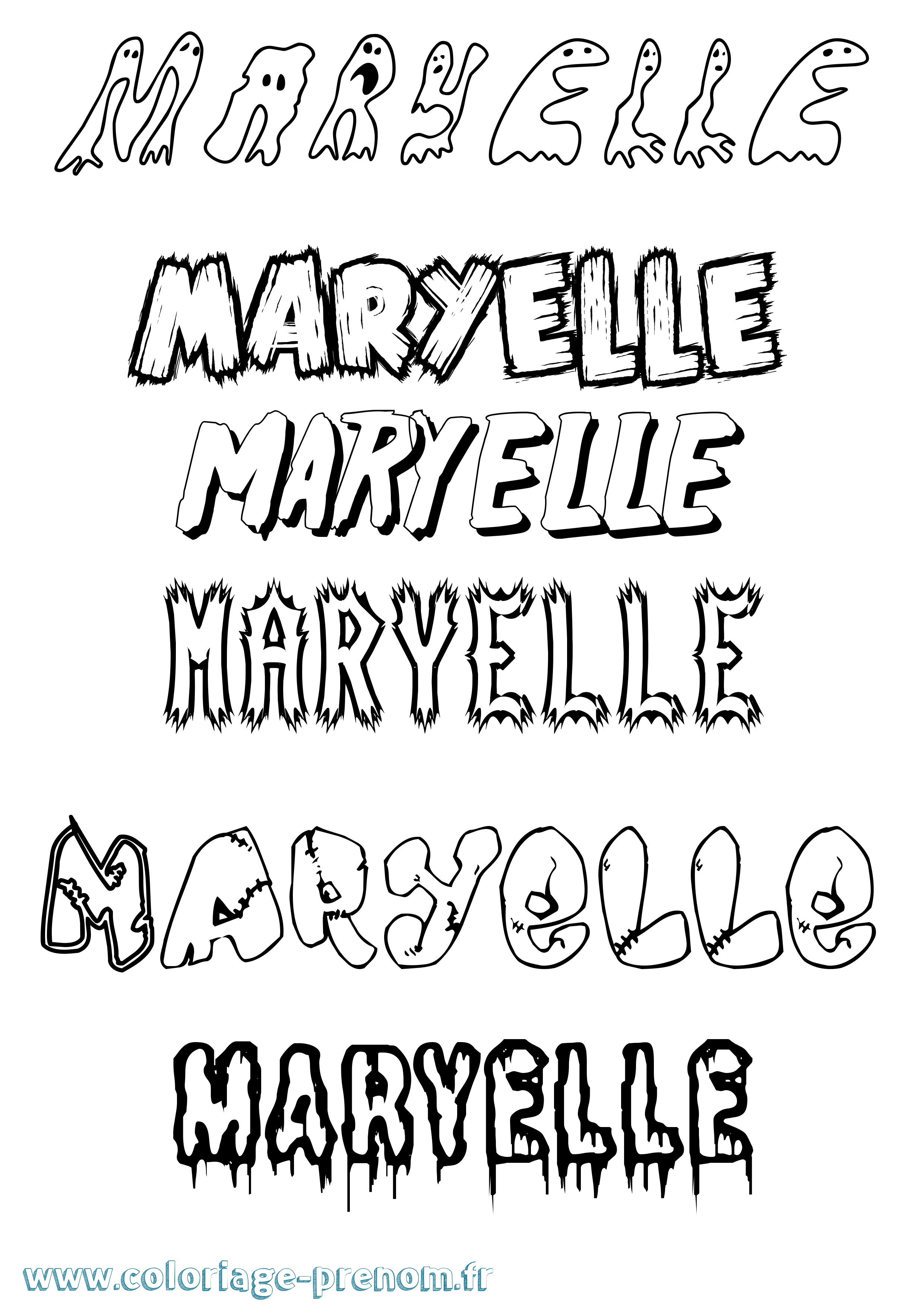 Coloriage prénom Maryelle Frisson