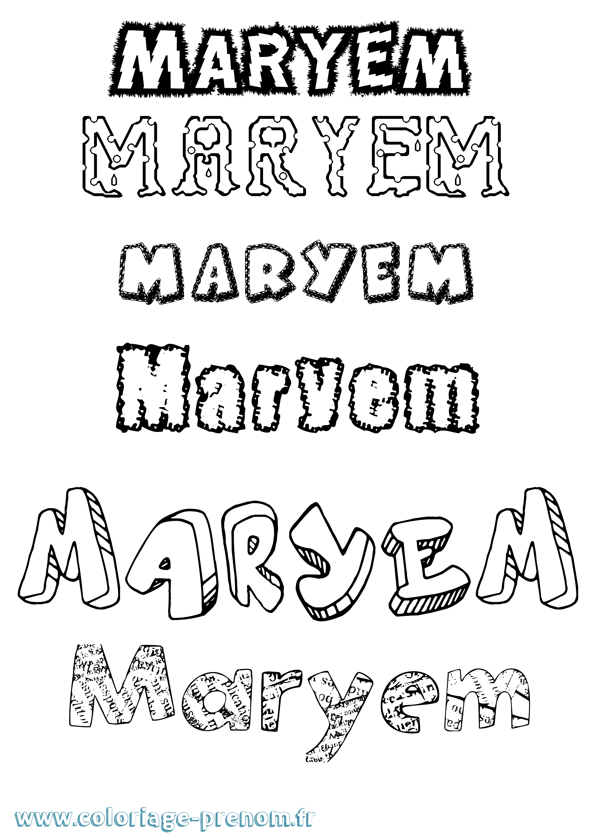 Coloriage prénom Maryem Destructuré