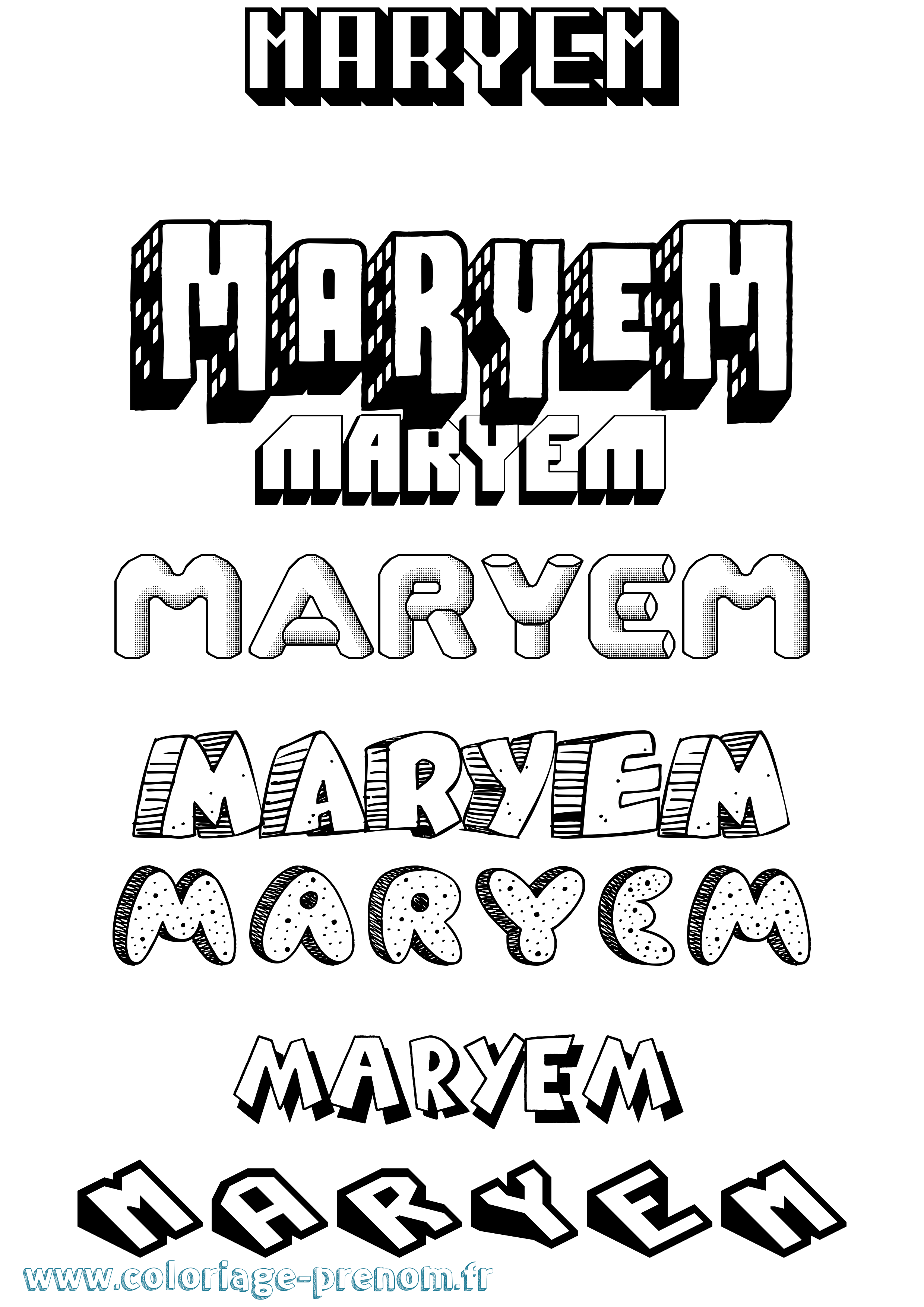 Coloriage prénom Maryem Effet 3D