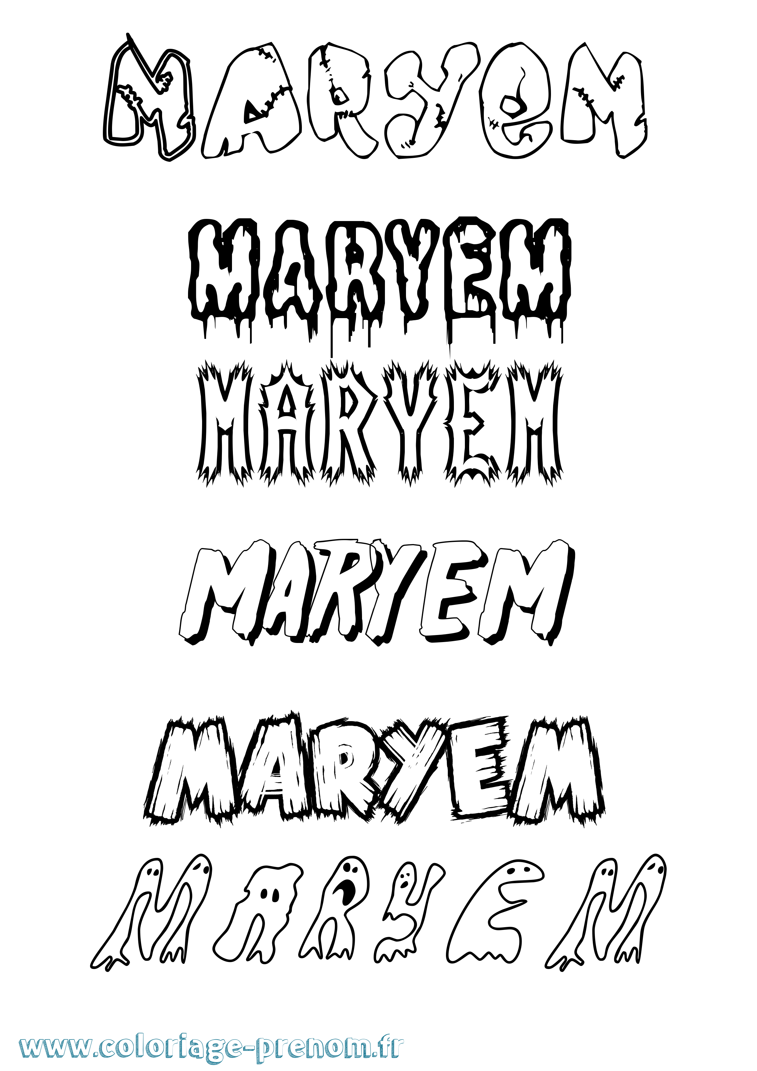Coloriage prénom Maryem Frisson