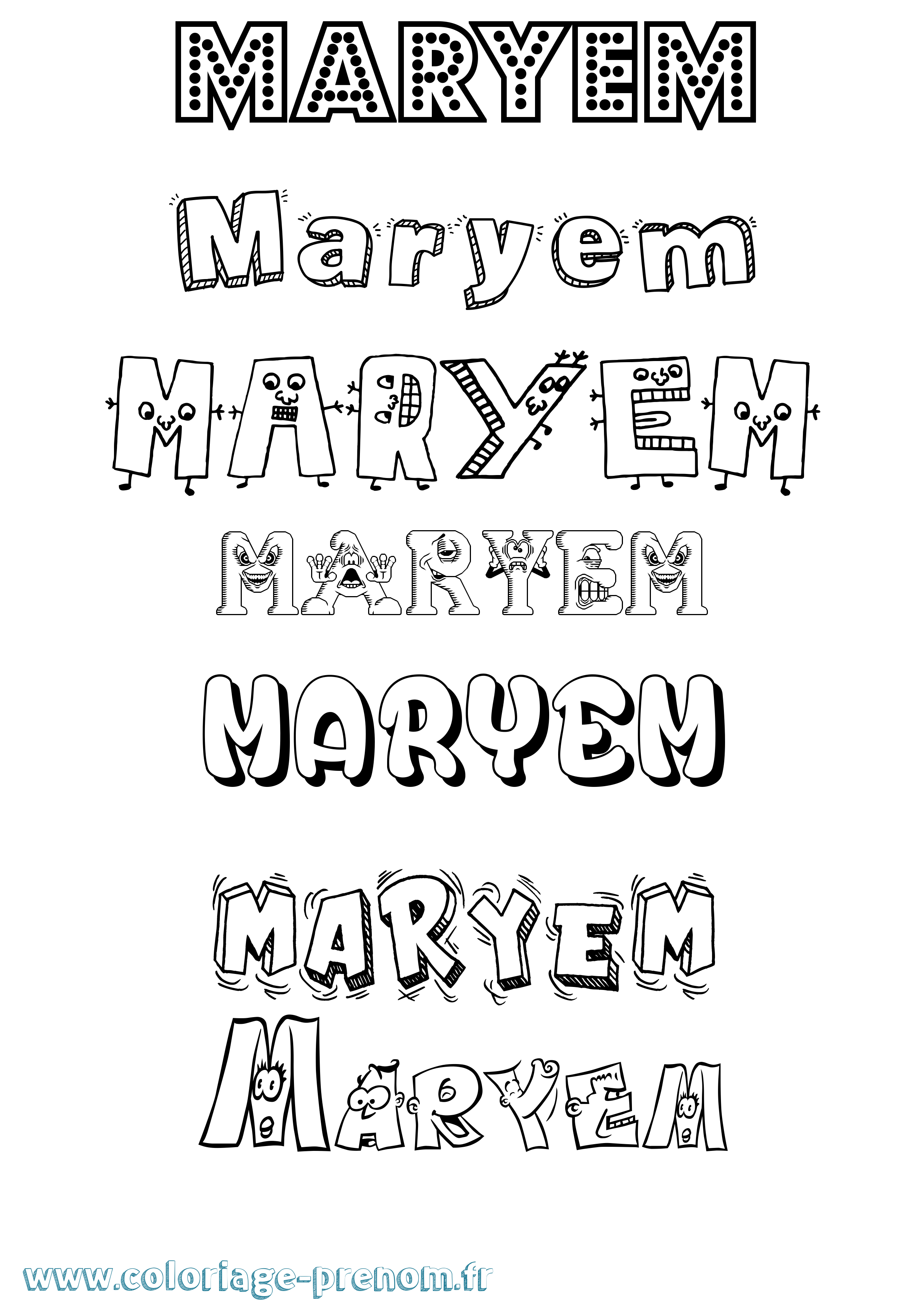 Coloriage prénom Maryem Fun