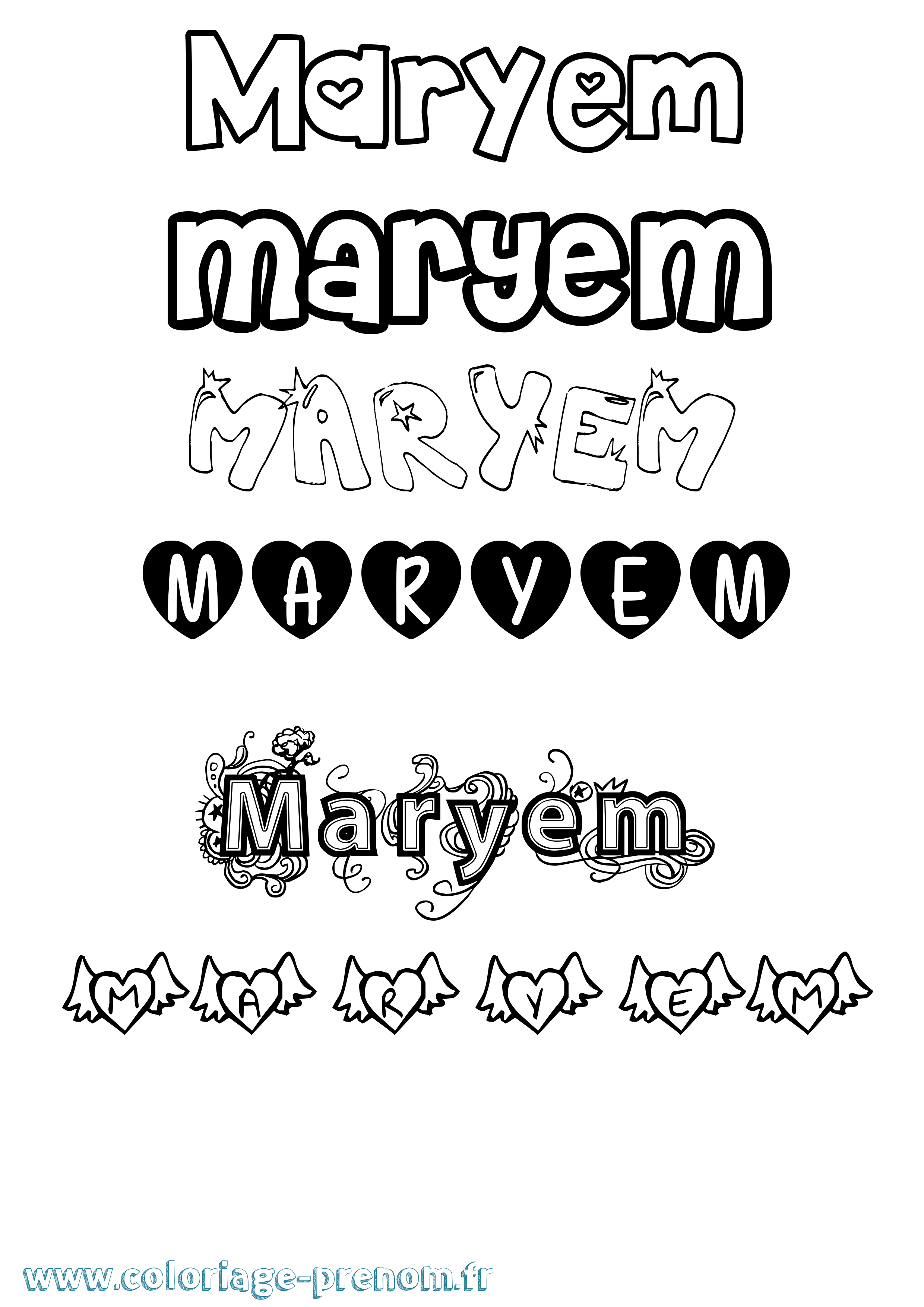 Coloriage prénom Maryem Girly