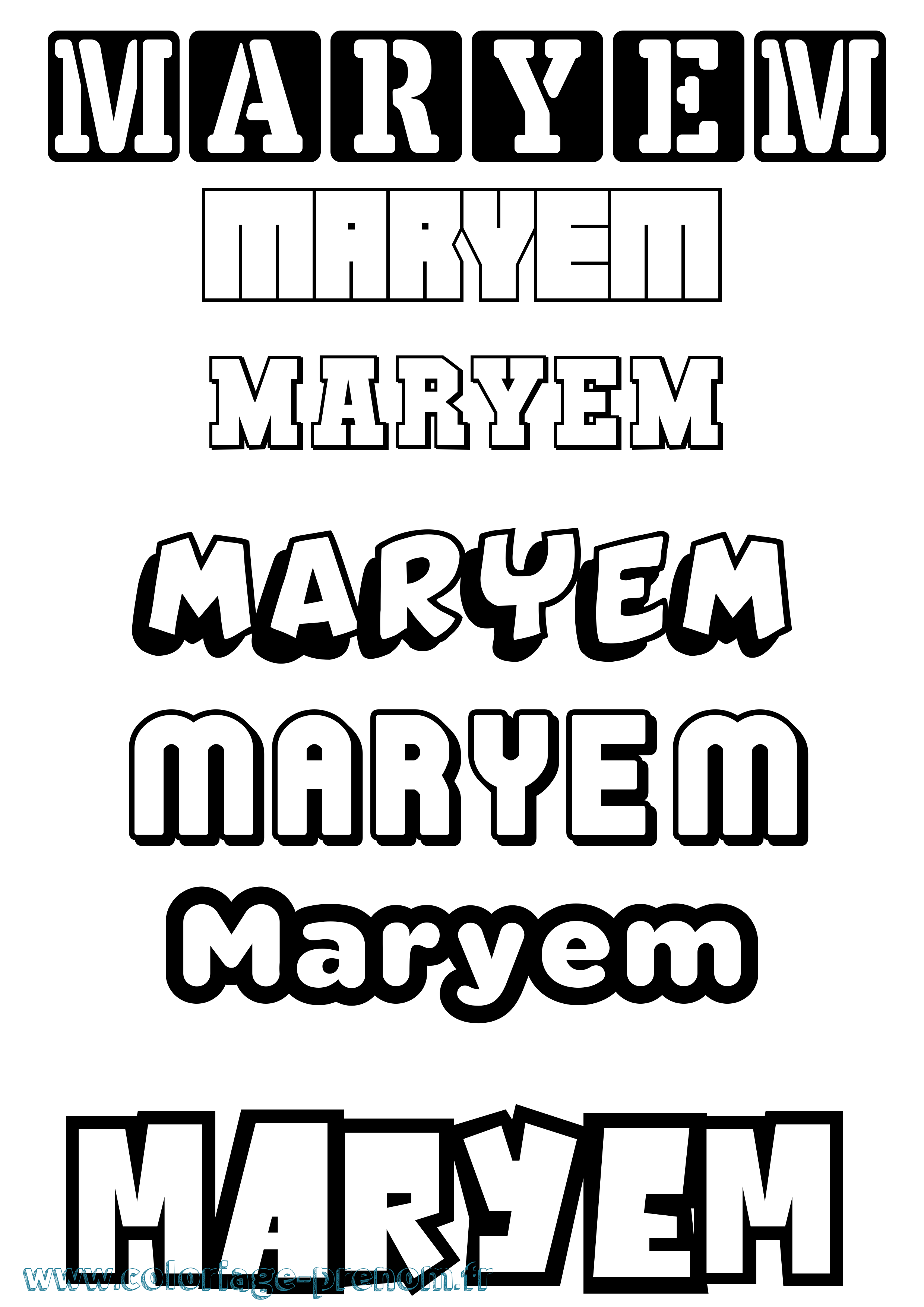 Coloriage prénom Maryem Simple