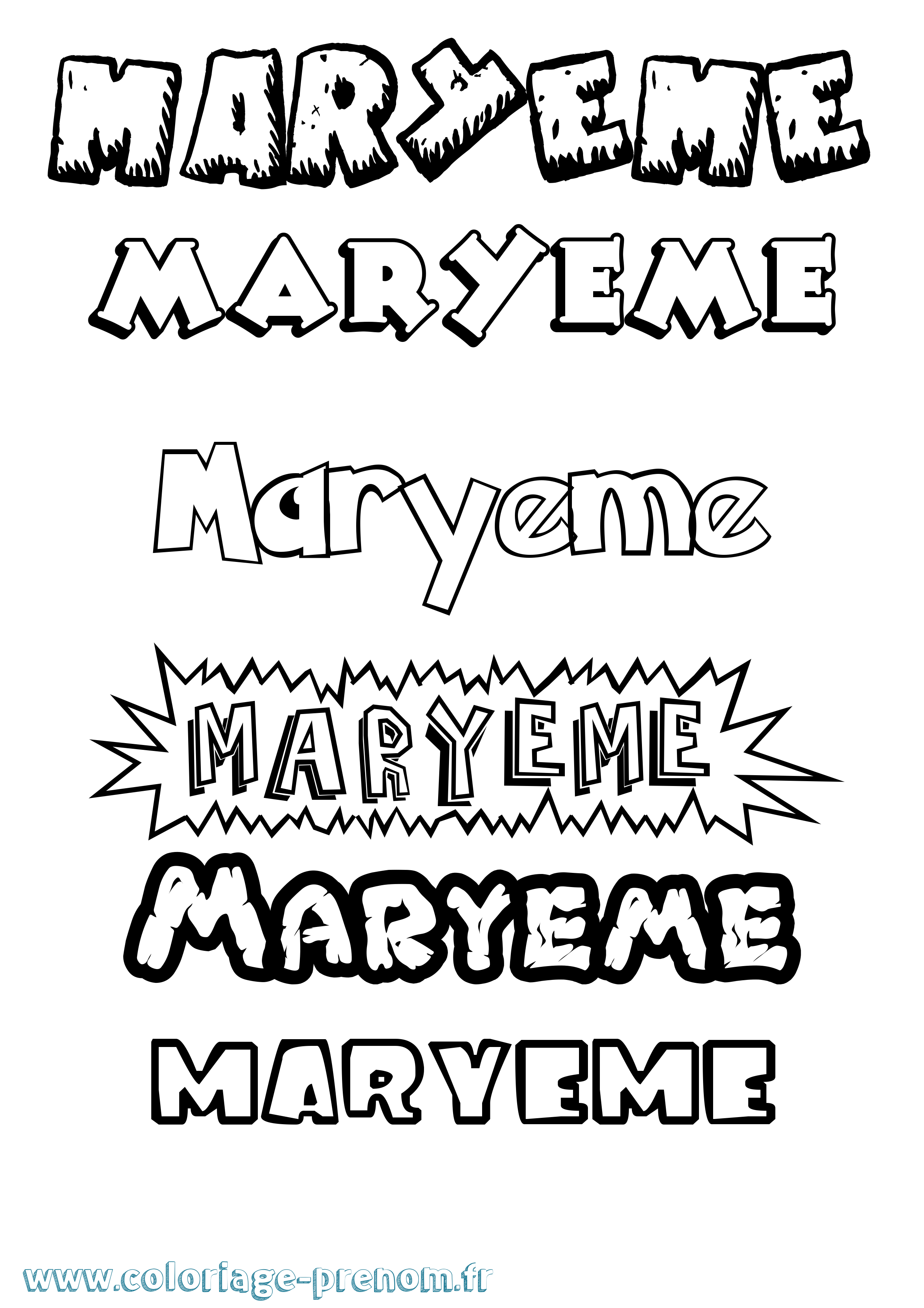 Coloriage prénom Maryeme Dessin Animé