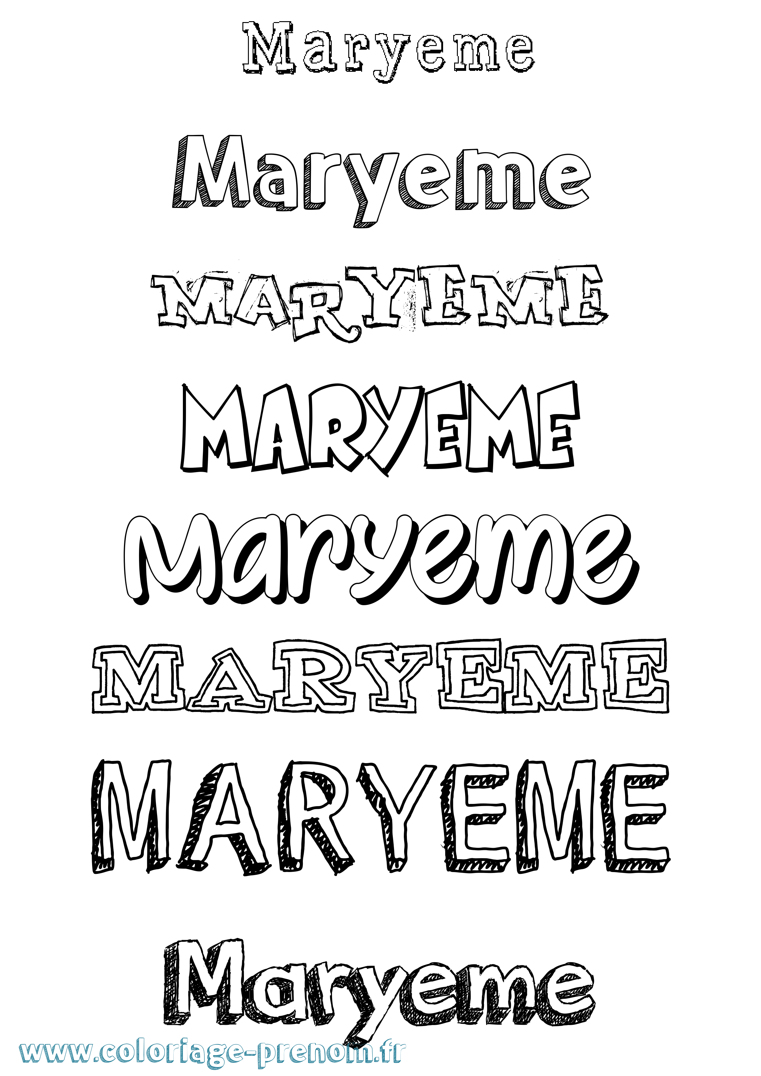 Coloriage prénom Maryeme Dessiné