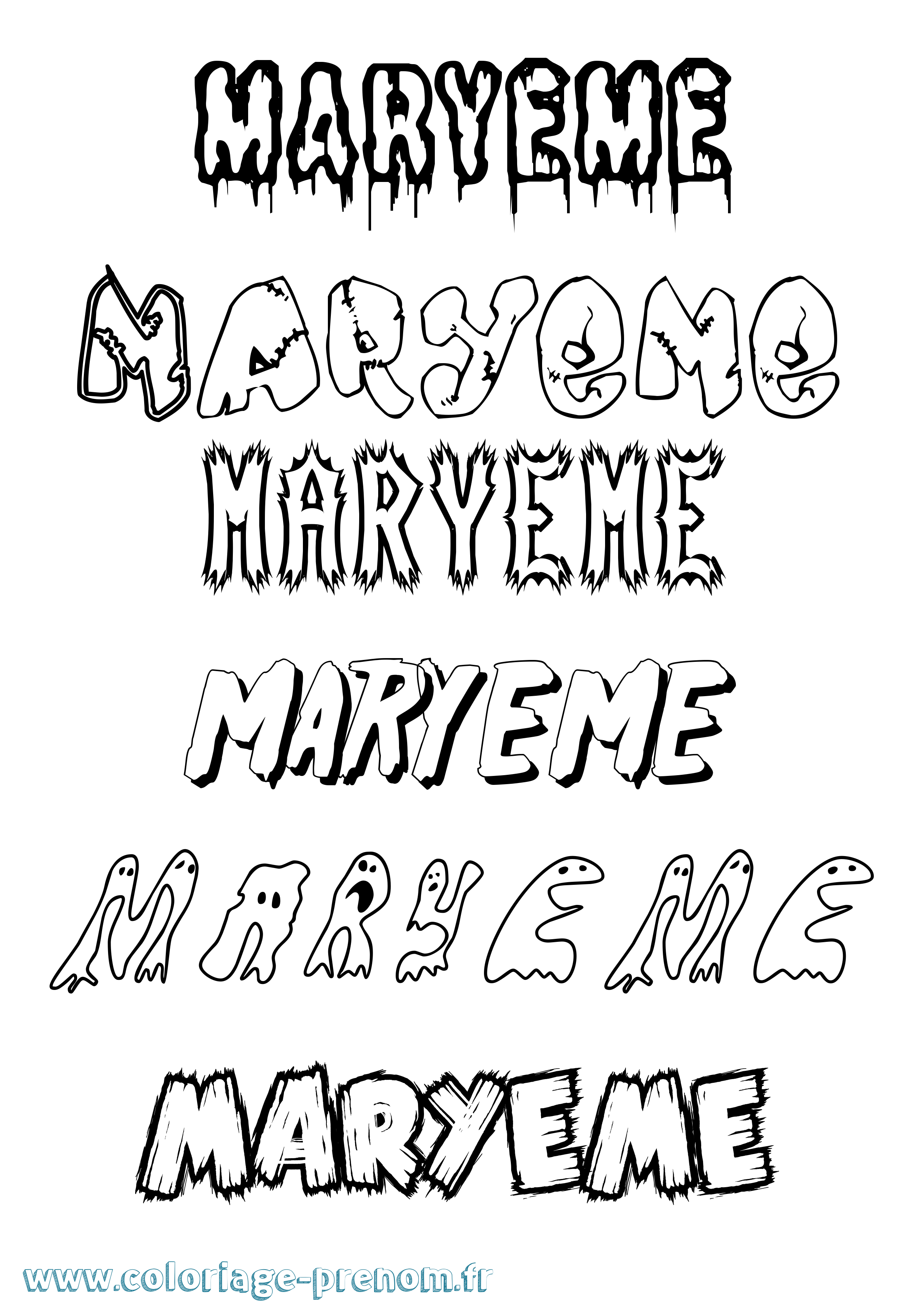 Coloriage prénom Maryeme Frisson
