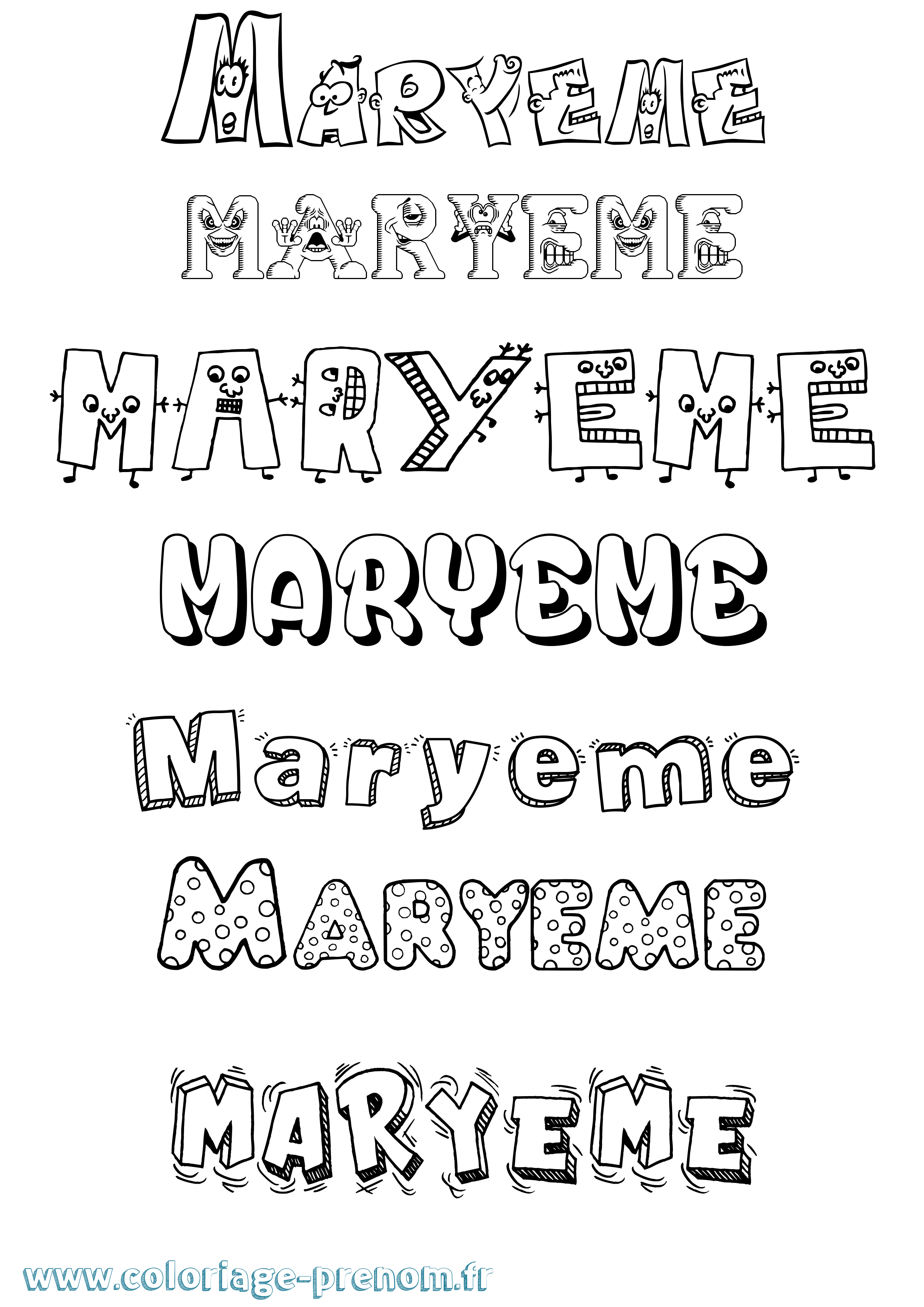 Coloriage prénom Maryeme Fun