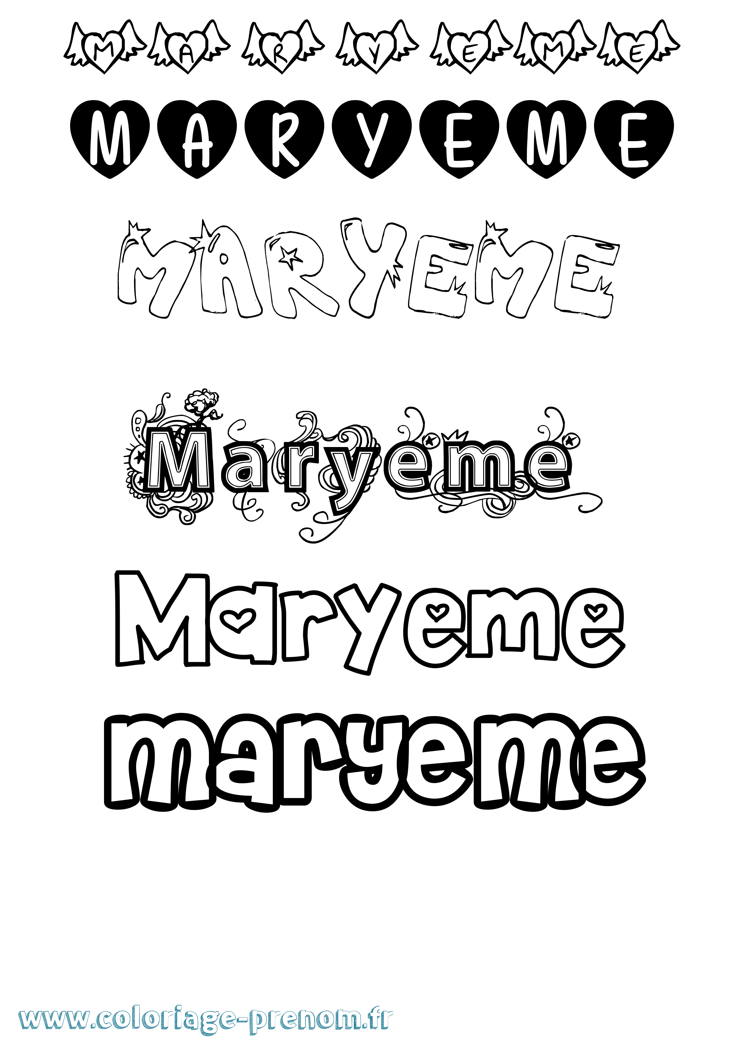 Coloriage prénom Maryeme Girly
