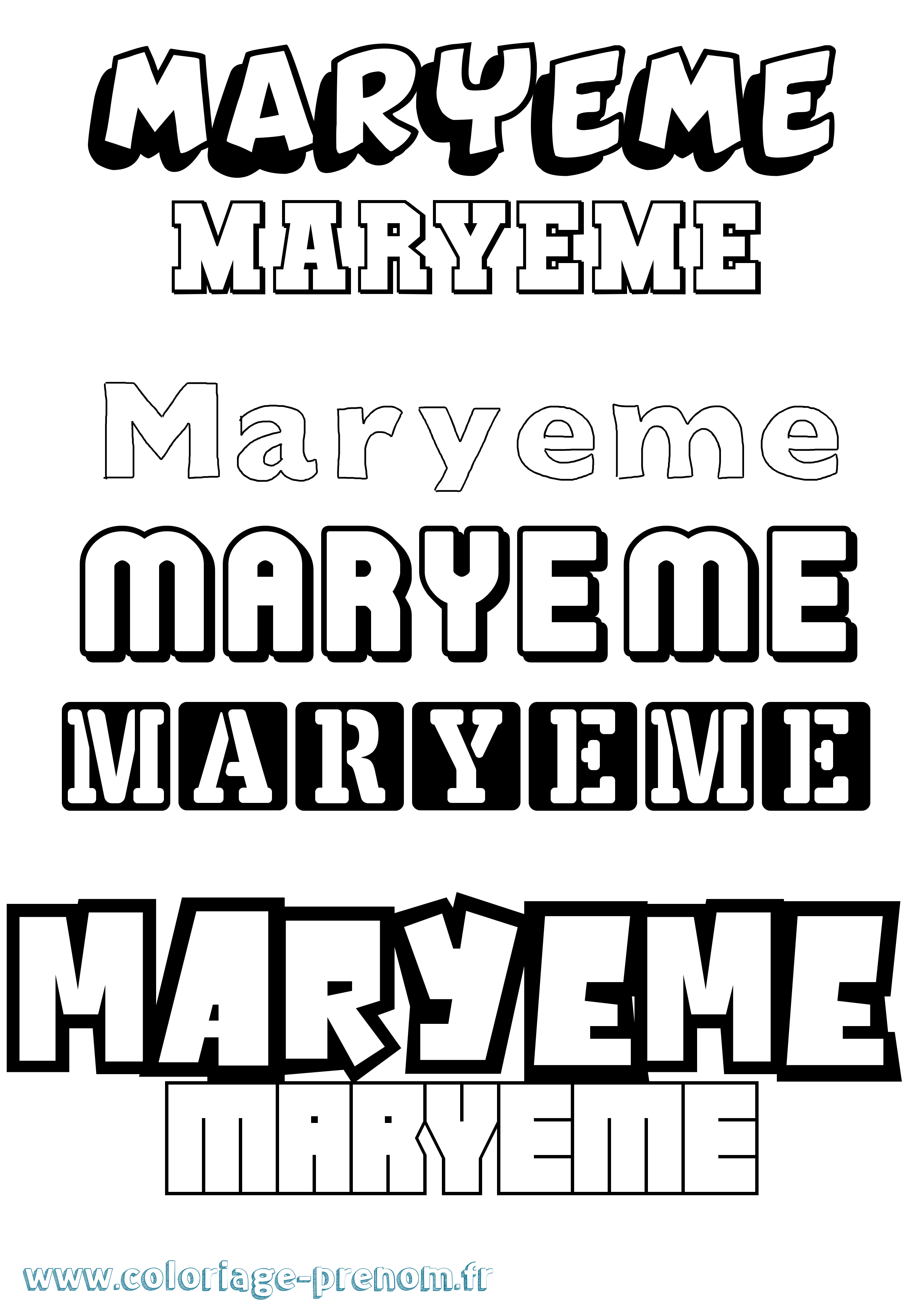 Coloriage prénom Maryeme Simple