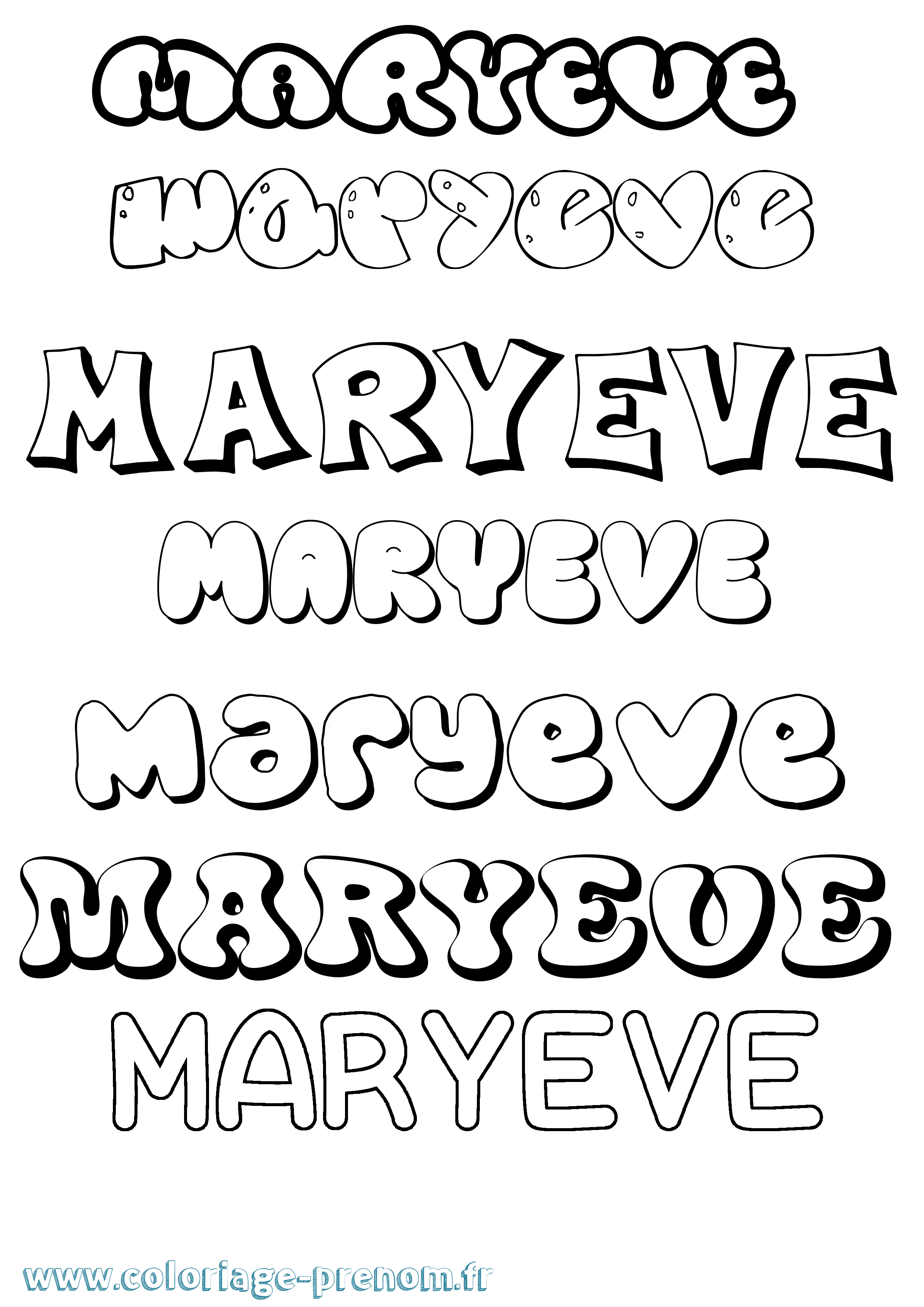 Coloriage prénom Maryeve Bubble