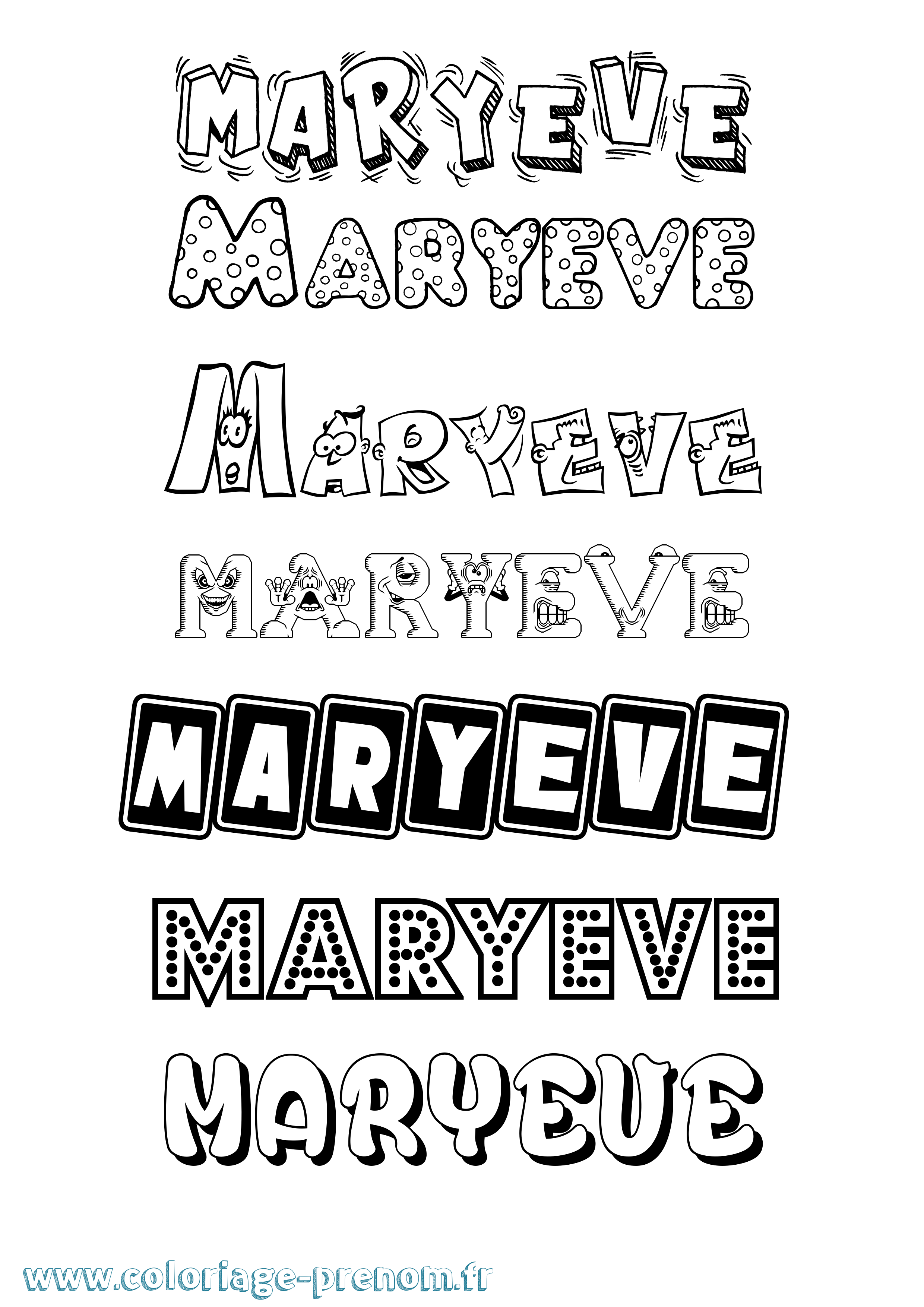 Coloriage prénom Maryeve Fun