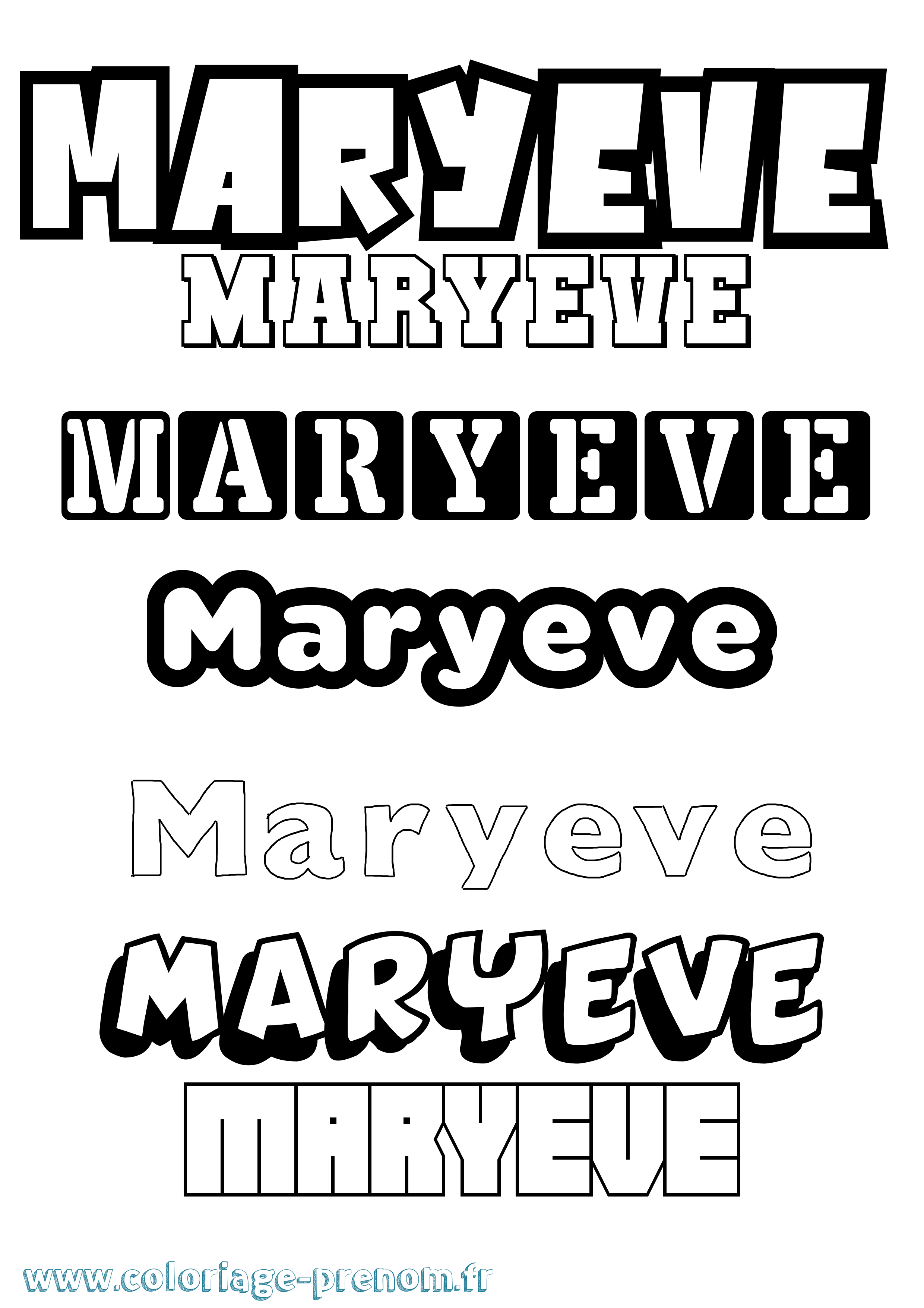 Coloriage prénom Maryeve Simple
