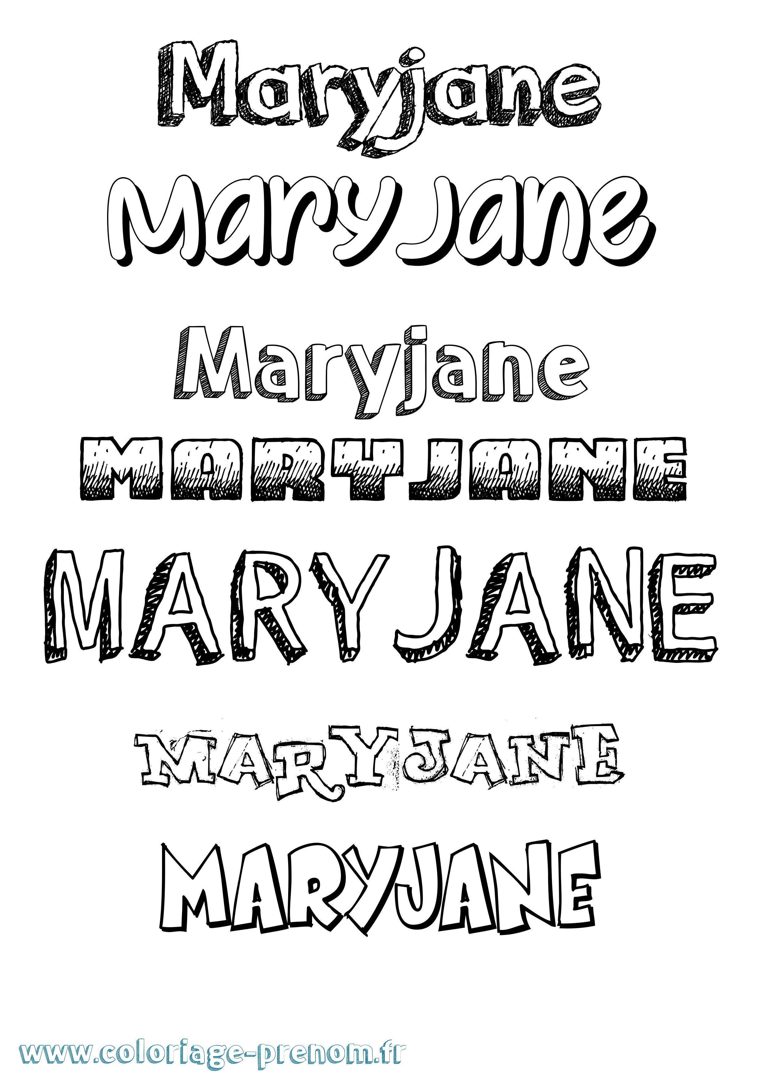 Coloriage prénom Maryjane Dessiné