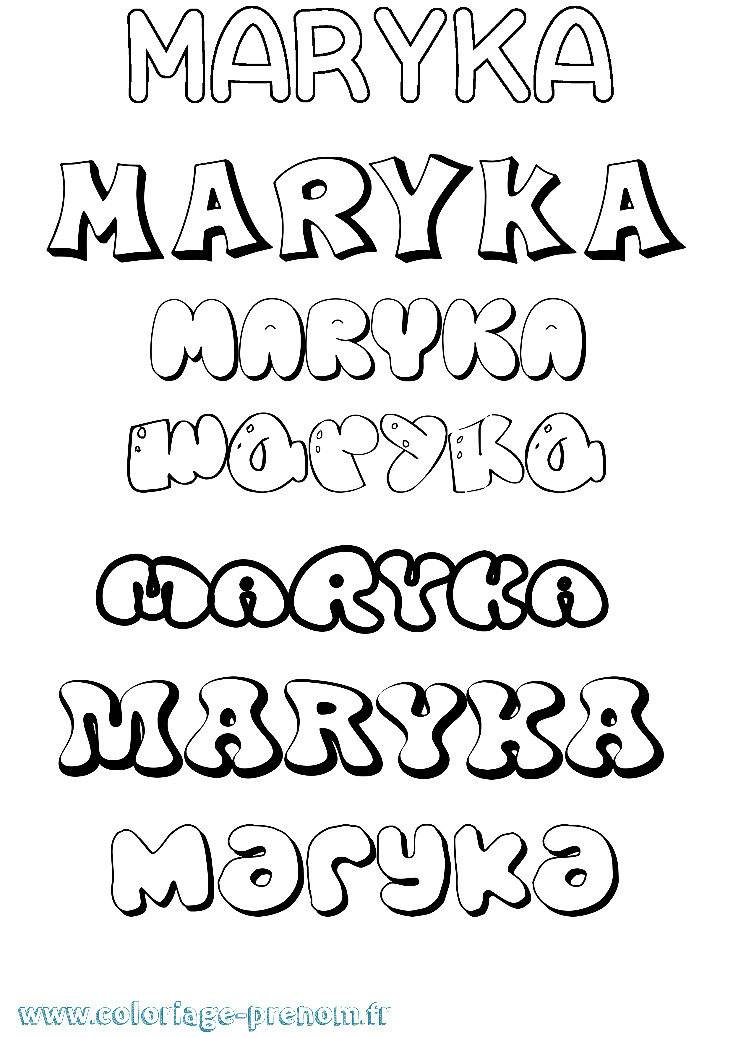 Coloriage prénom Maryka Bubble